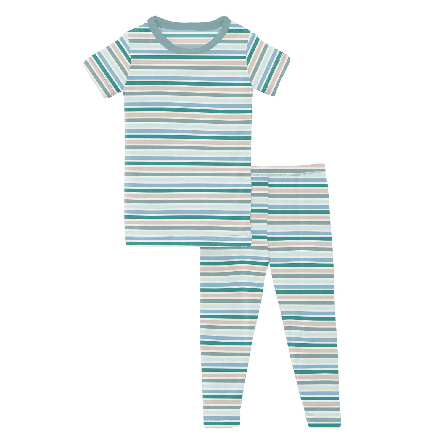 Print Short Sleeve Pajama Set in Lakeside Stripe (321491)