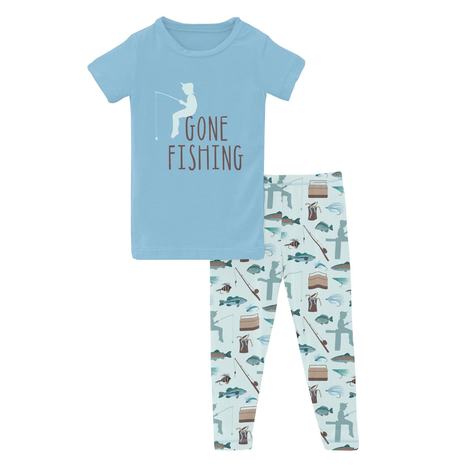 Short Sleeve Graphic Tee Pajama Set in Fresh Air Fishing (321507)