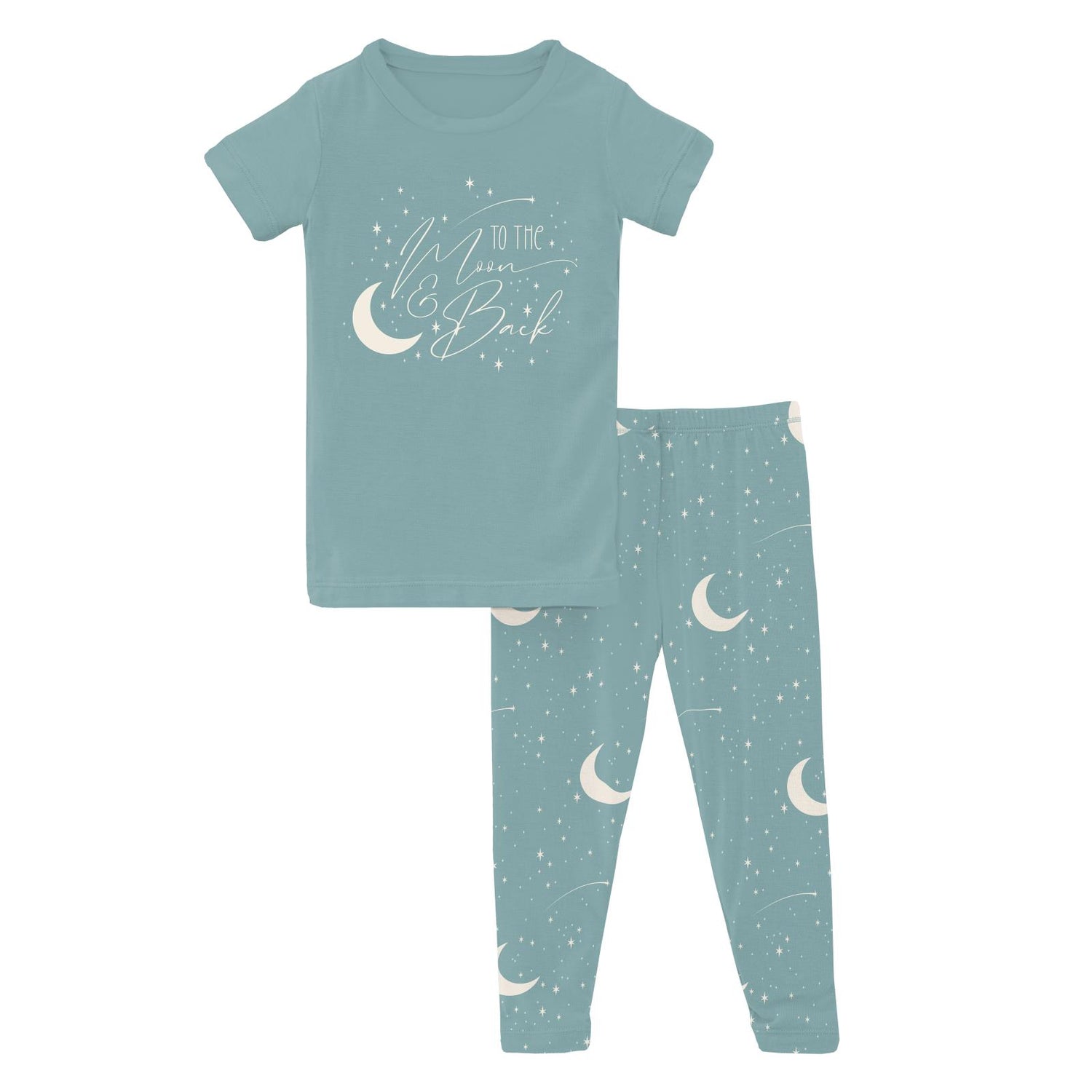 Short Sleeve Graphic Tee Pajama Set in Jade Starry Sky & Moon (321436)