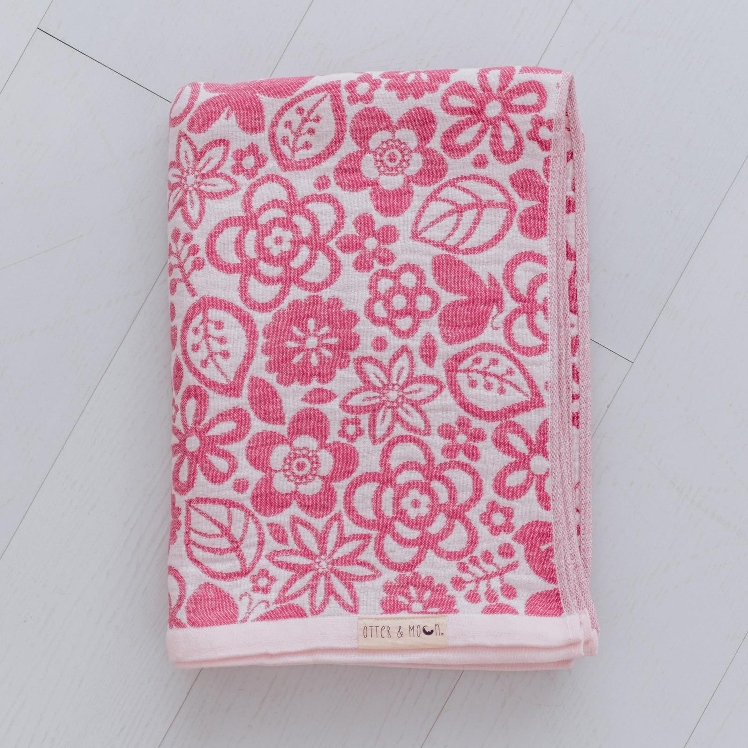 Soft Spun Cotton Jacquard Muslin Blanket 40 x 60 in Fuchsia/Ballet Slipper Butterflies & Blooms (360487)