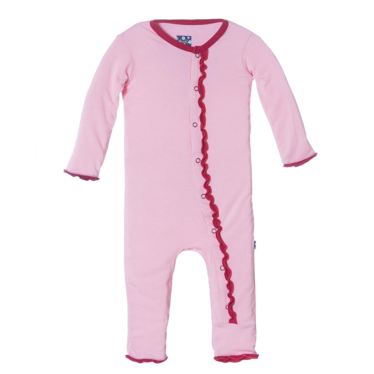 Holiday Muffin Ruffle Applique Coverall in Lotus Sweetheart