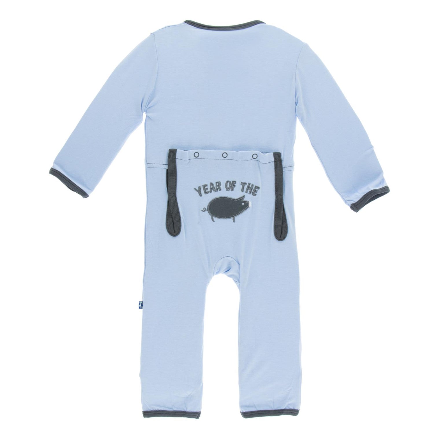 Holiday Applique Coverall in Pond Year of the Pig