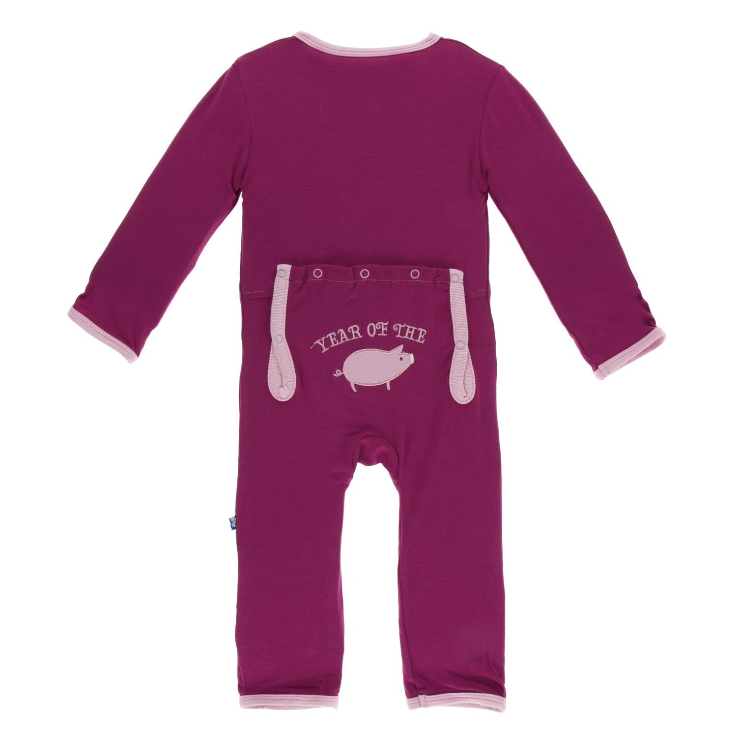 Holiday Applique Coverall in Berry Year of the Pig