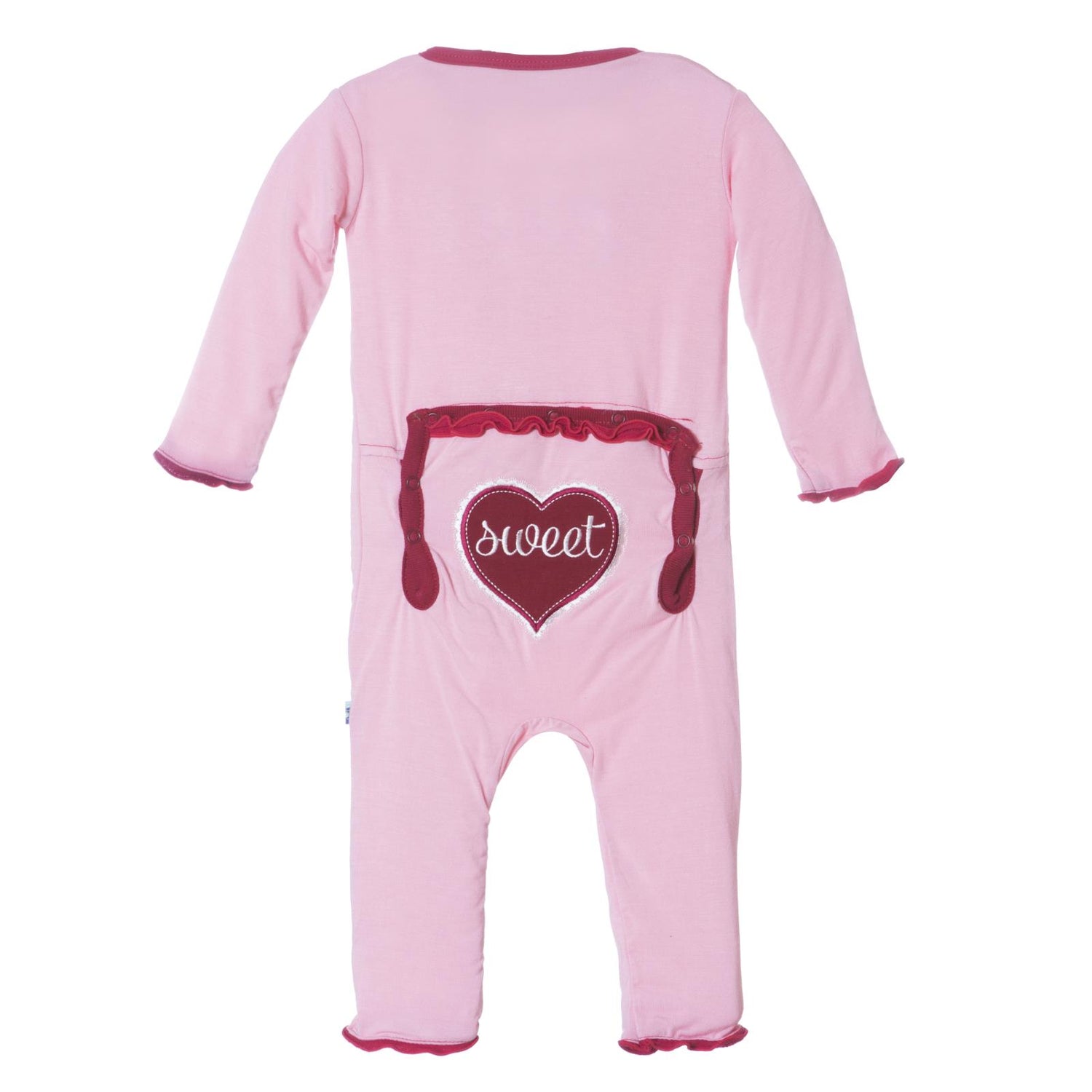 Holiday Muffin Ruffle Applique Coverall in Lotus Sweetheart