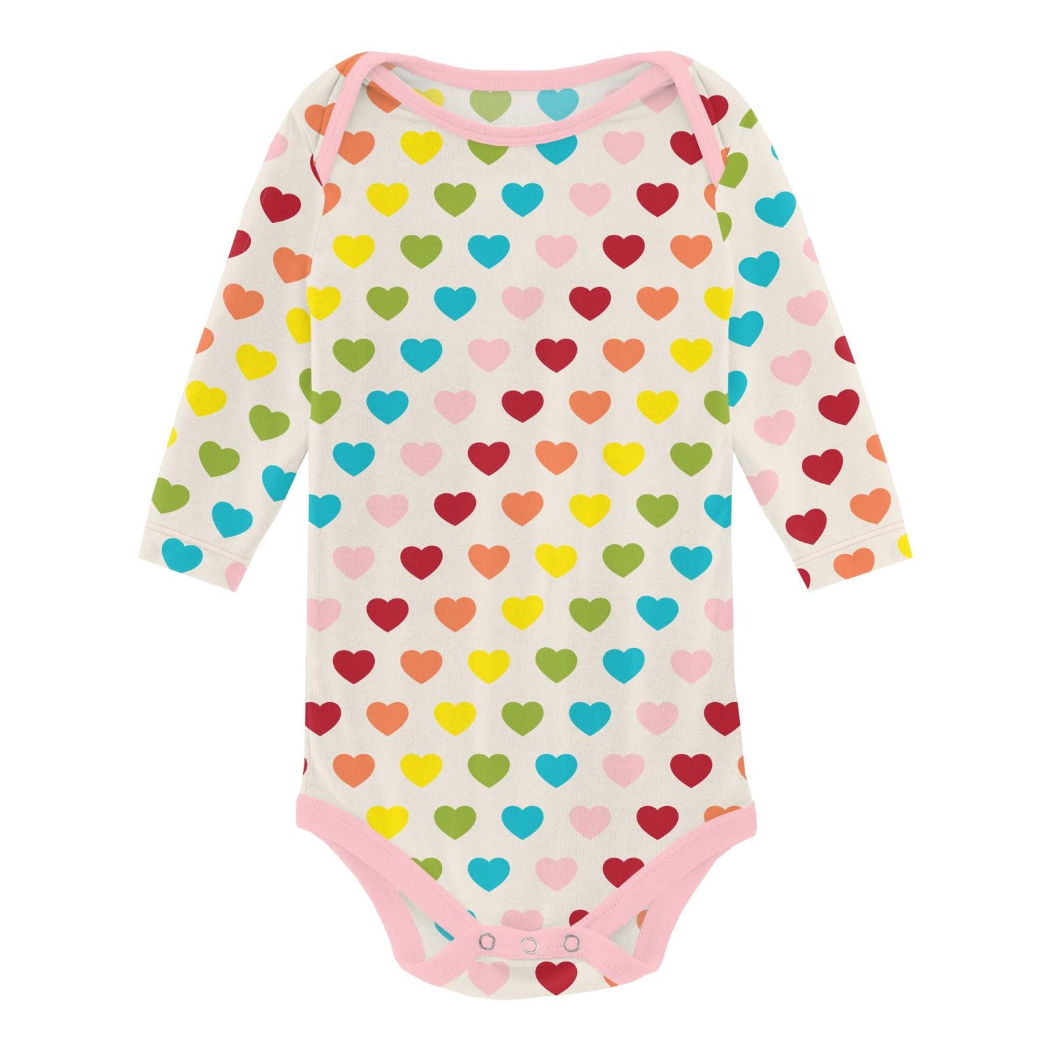 Print Long Sleeve One Piece in Rainbow Hearts (249344)