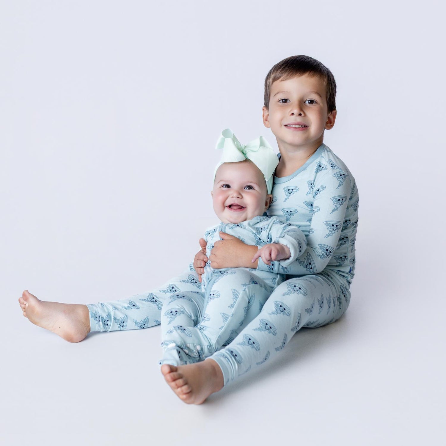 Print Footie with 2 Way Zipper in Spring Sky Happy Tornado (364181)