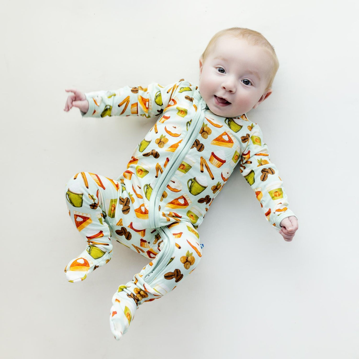Print Footie with 2 Way Zipper in Aloe Pumpkin Spice (364256)