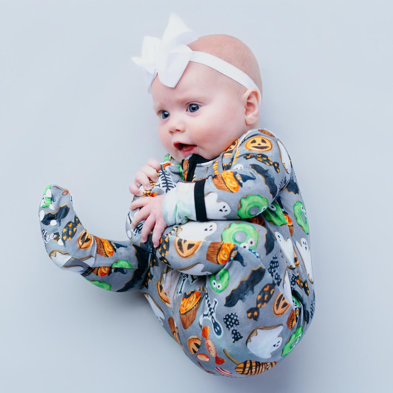 Print Footie with 2 Way Zipper in Halloween Treats (364295)