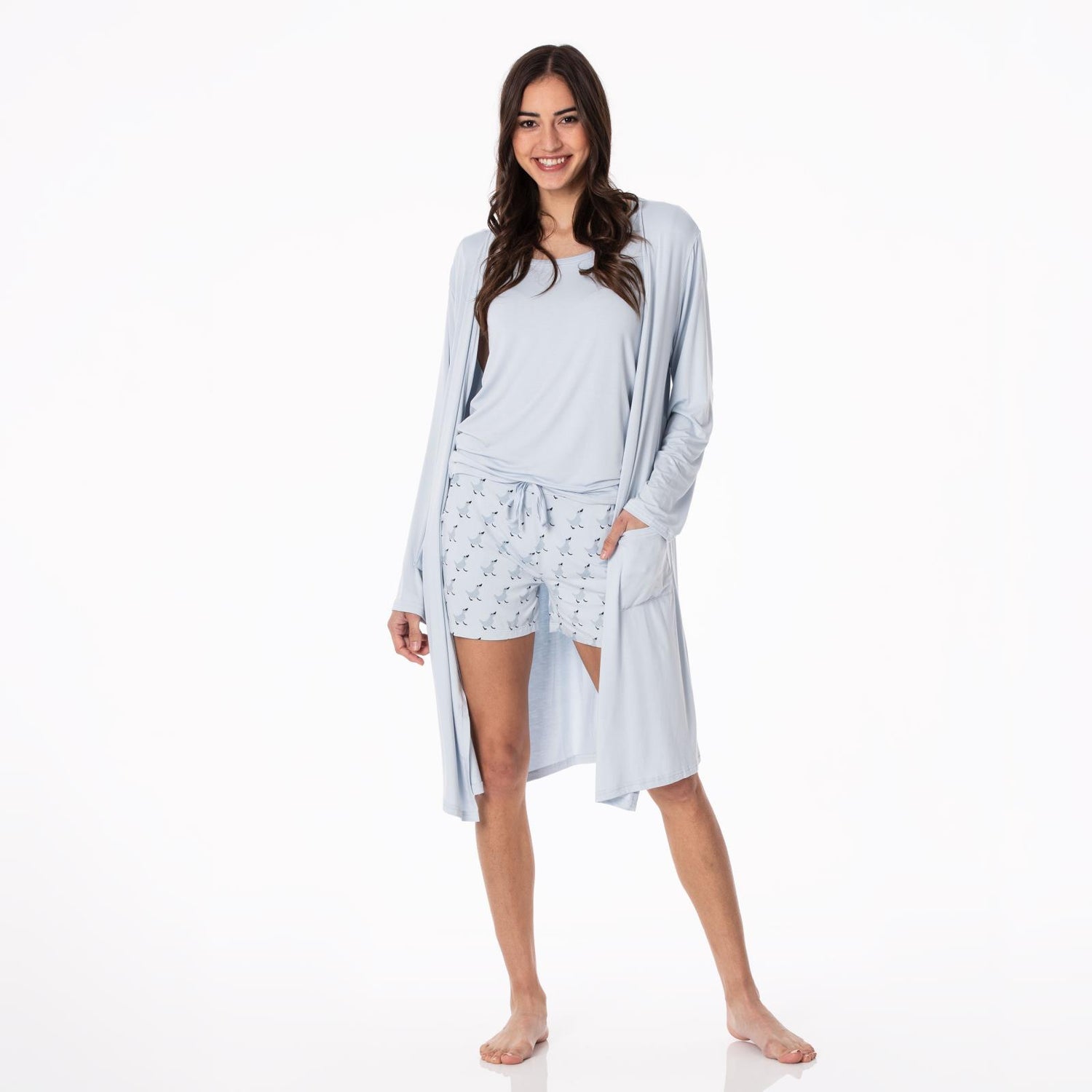 Women's Mid Length Lounge Robe in Dew