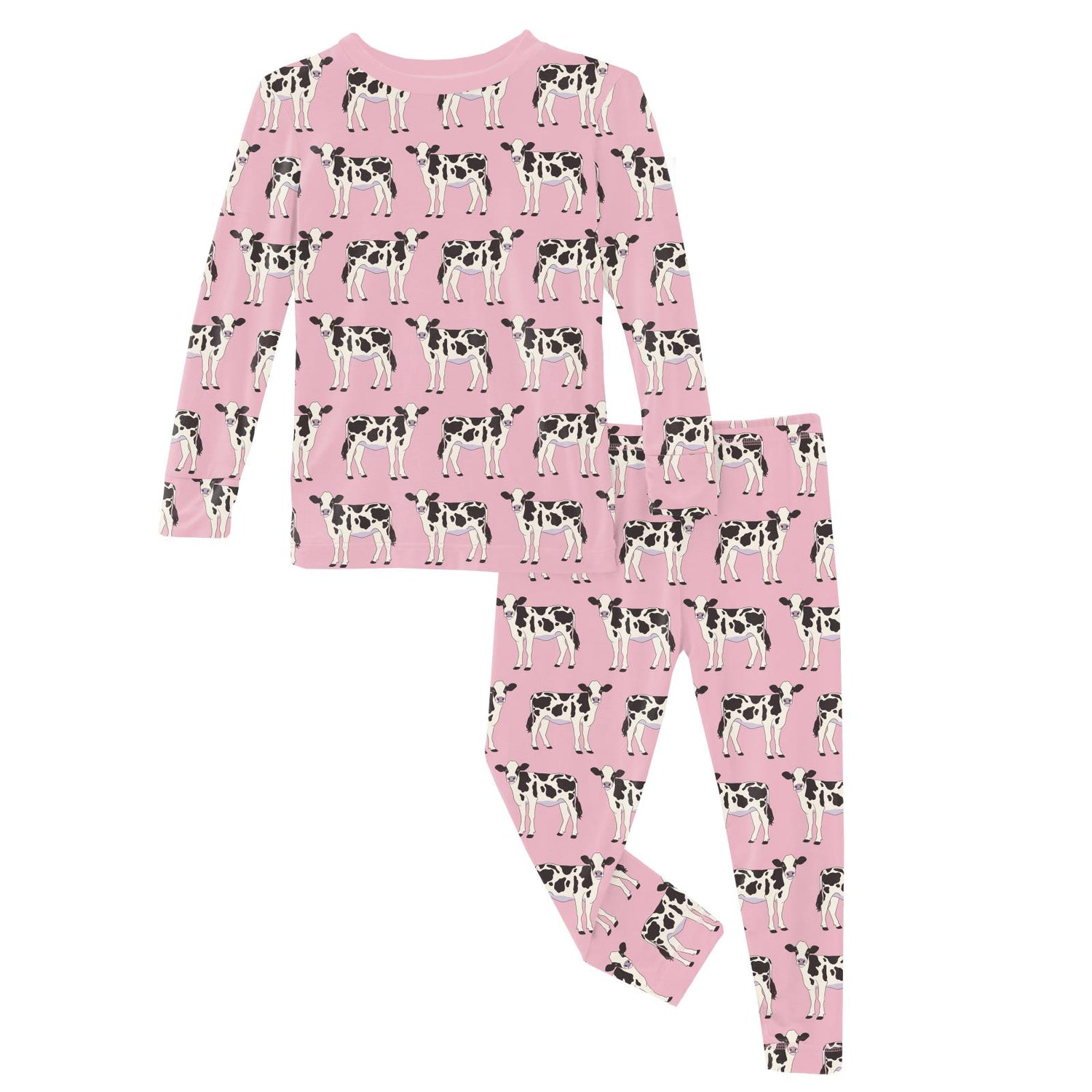 Print Long Sleeve Pajama Set in Cake Pop Cows (317785)