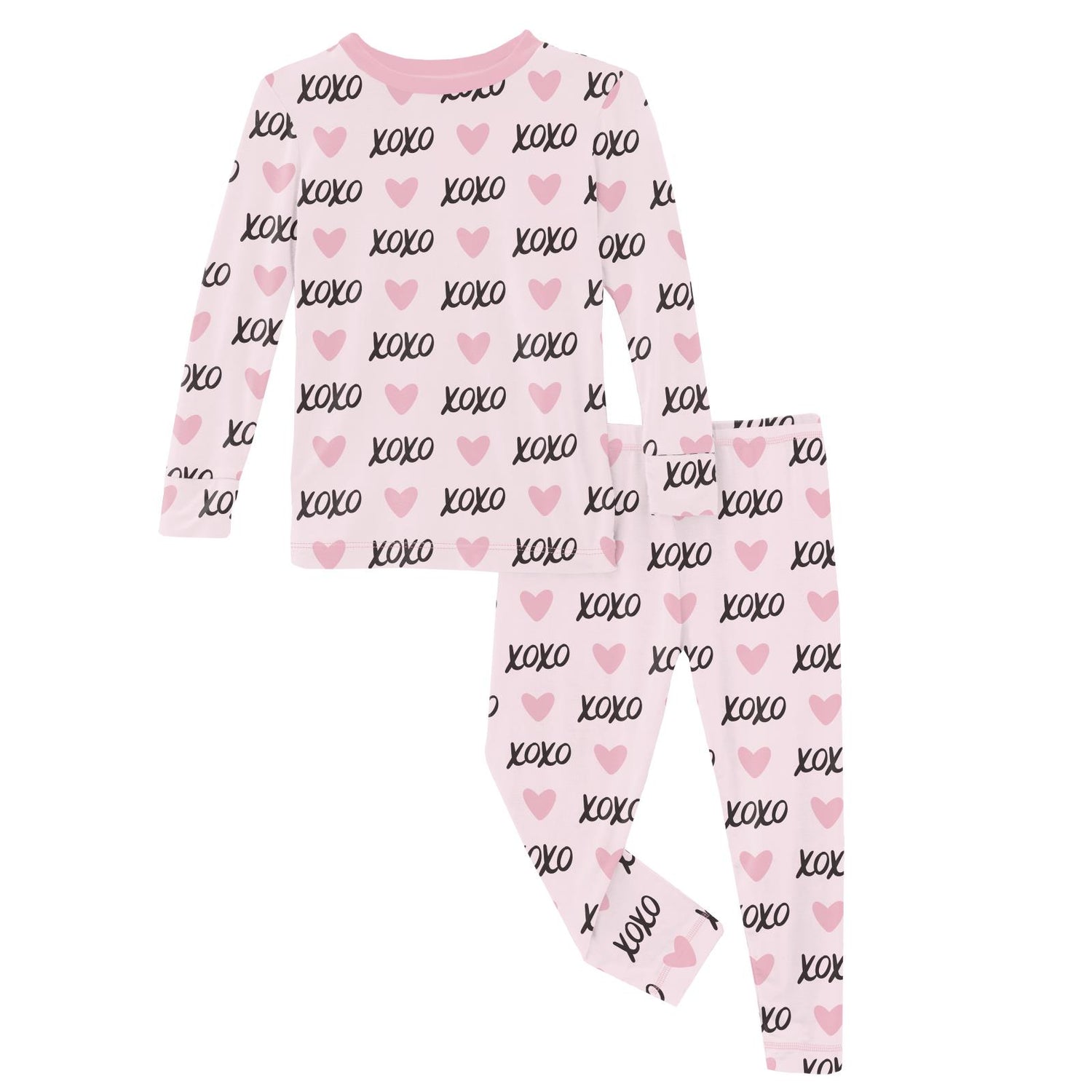 Print Long Sleeve Pajama Set in Shrinking Violet XOXO (317820)