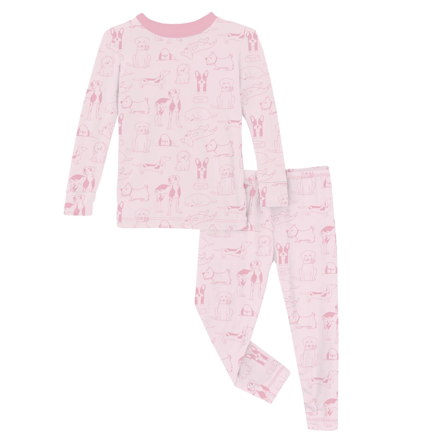 Print Long Sleeve Pajama Set in Shrinking Violet Dogs (317855)