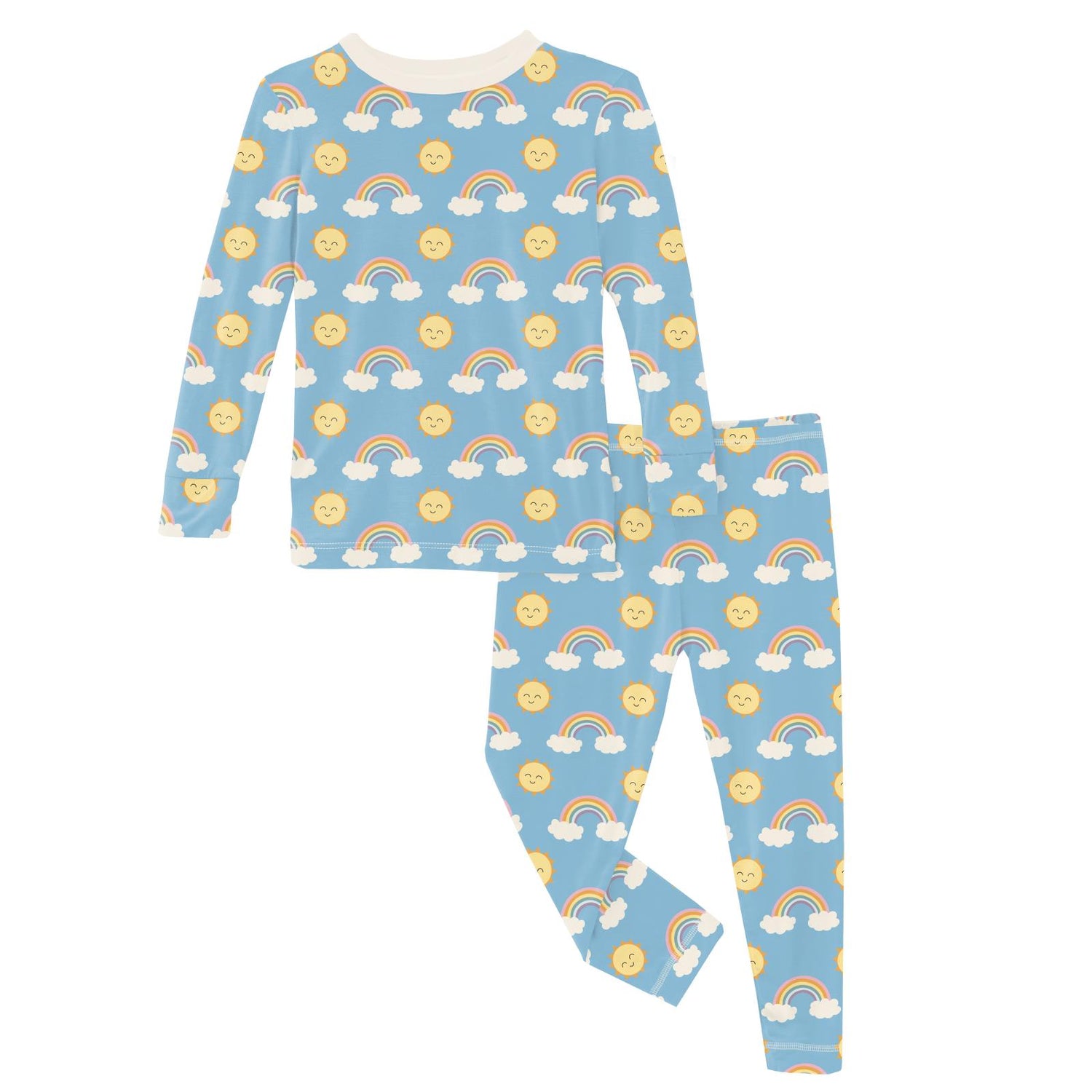 Print Long Sleeve Pajama Set in Sunshine and Rainbows (317865)