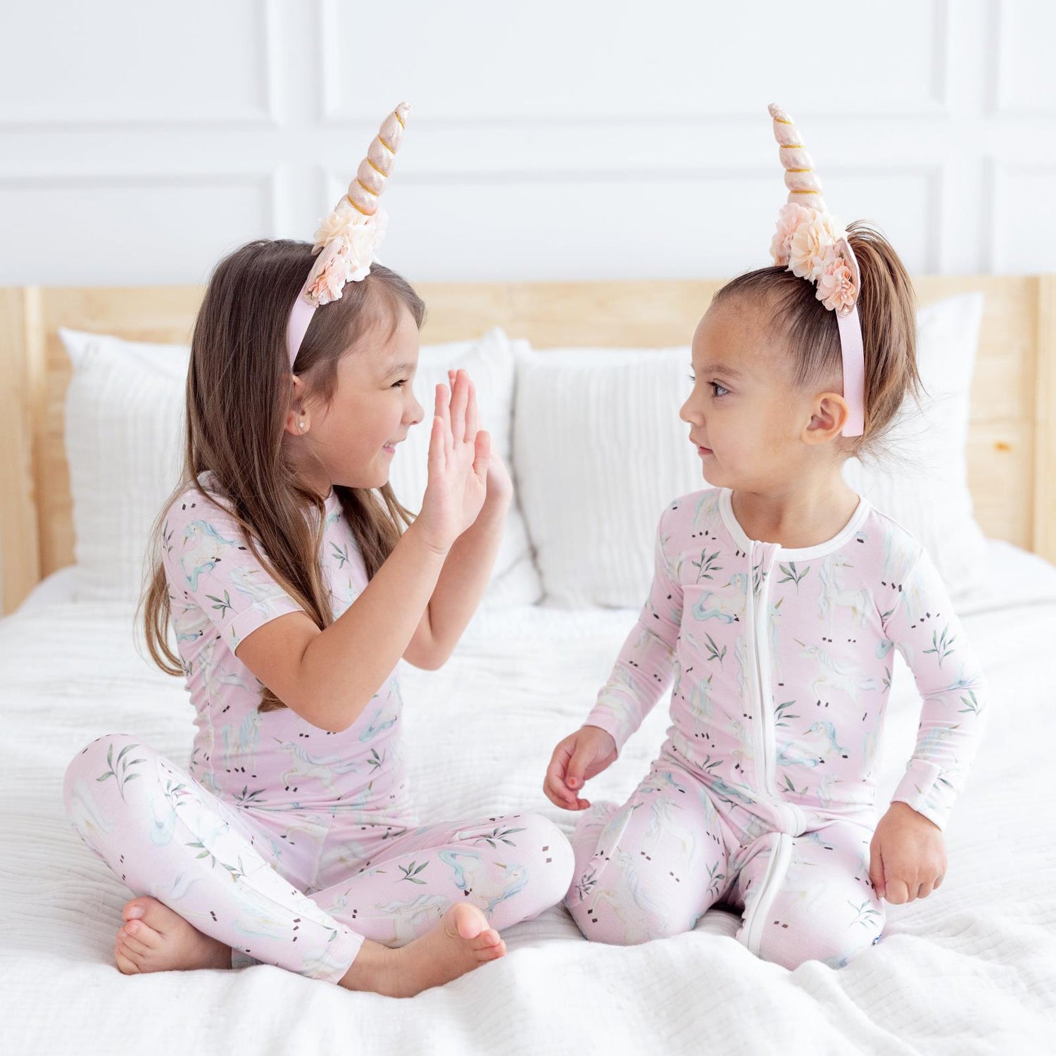 Print Footie with 2 Way Zipper in Shrinking Violet Sleeping Unicorns (359917)
