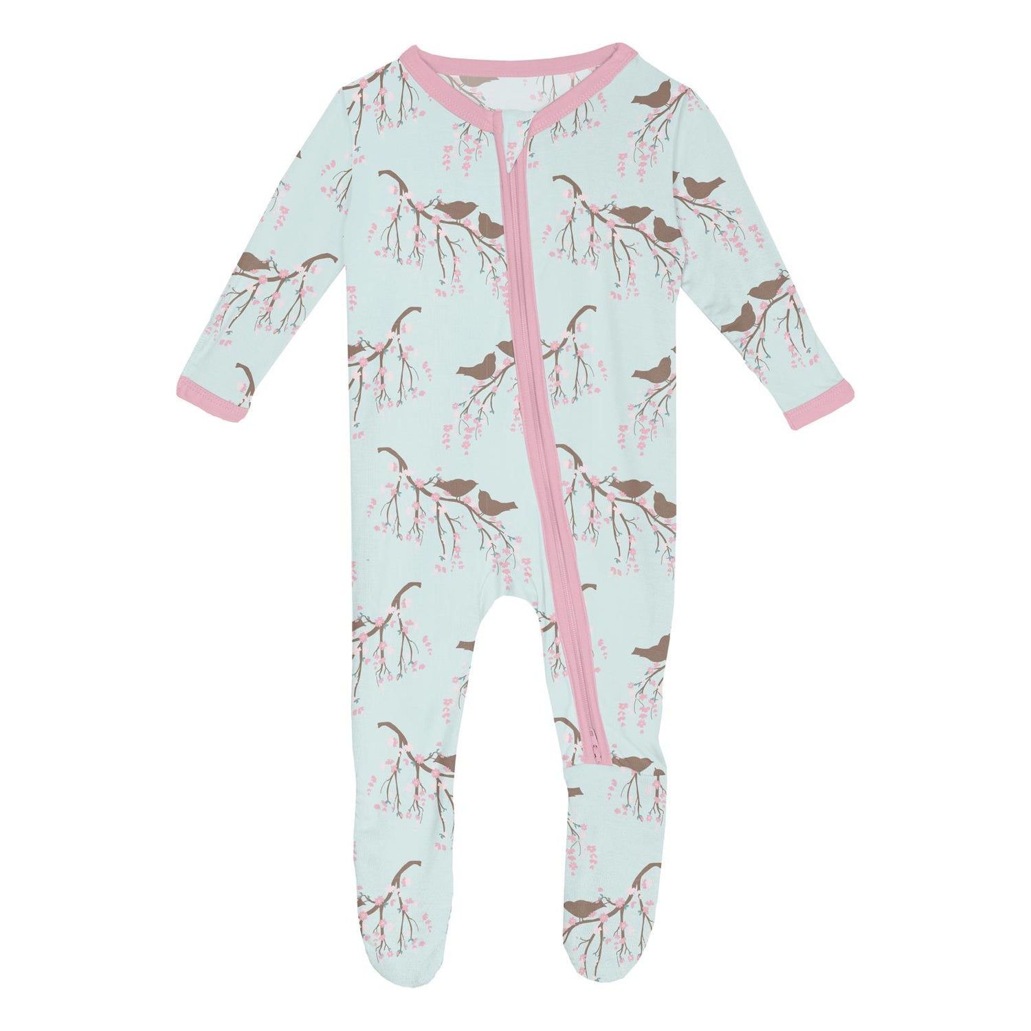 Print Footie with 2 Way Zipper in Fresh Air Bird Branch (359924)
