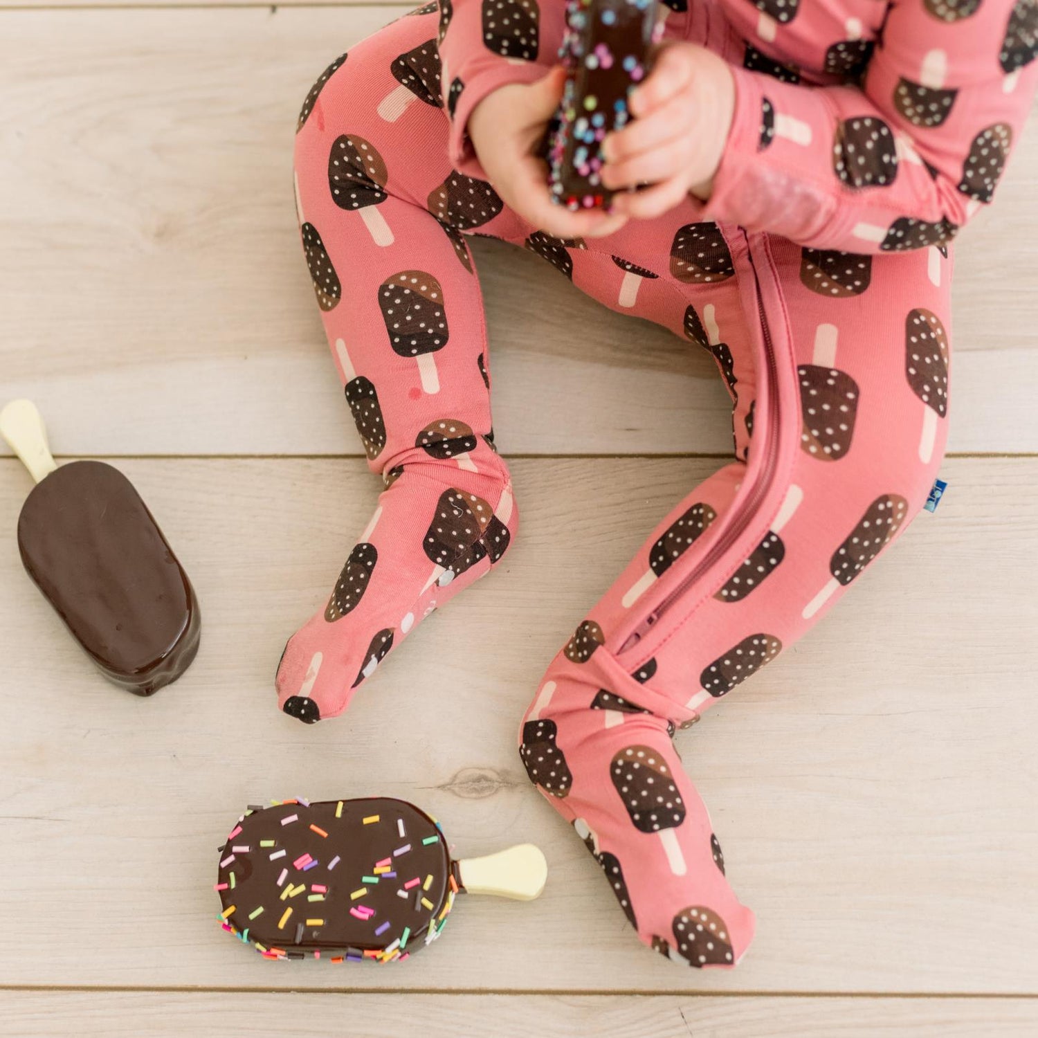 Print Footie with 2 Way Zipper in Desert Rose Ice Cream Bars (368585)