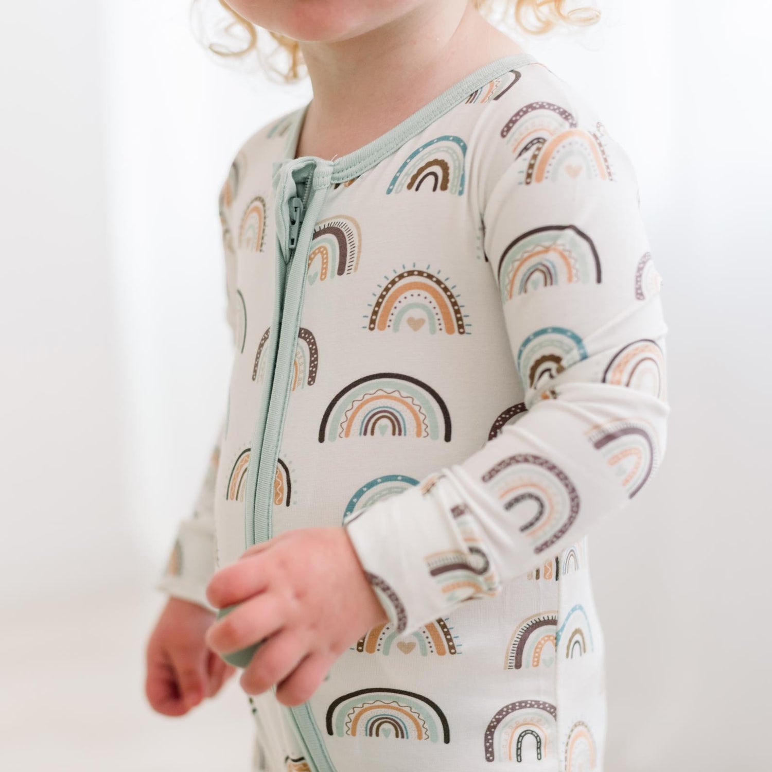 Print Footie with 2 Way Zipper in Earthy Rainbows (368654)