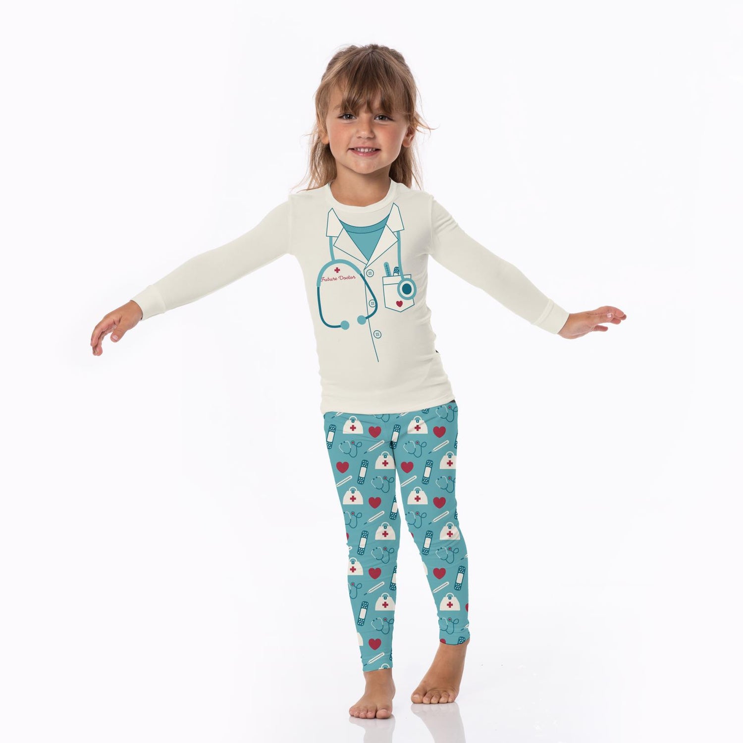 Long Sleeve Graphic Tee Pajama Set in Glacier Medicine (325151)