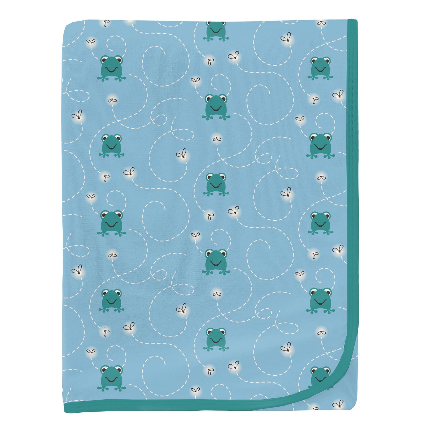 Print Swaddling Blanket in Seaside Blue Frogs & Flies (358378)
