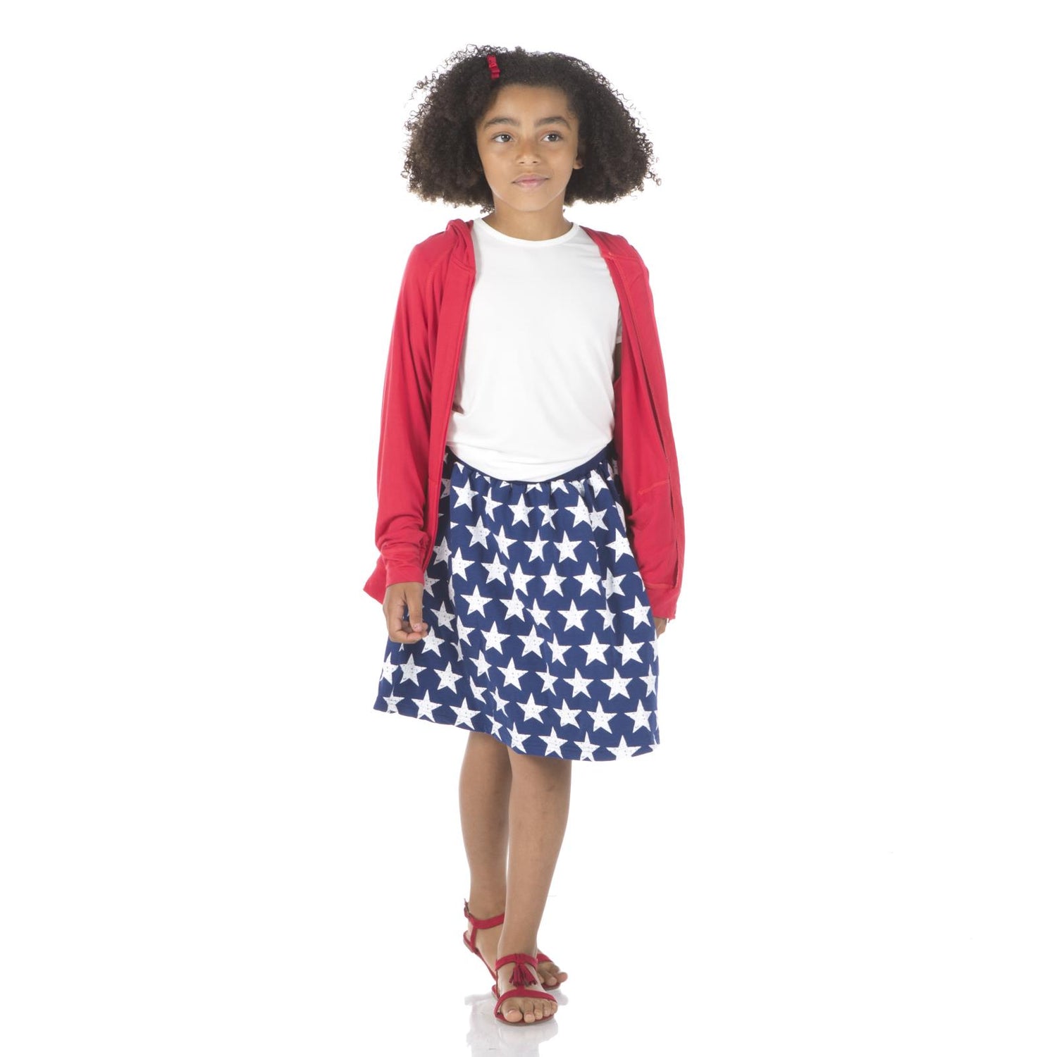 Print Fleece Skirt in Flag Blue Vintage Stars (184665)