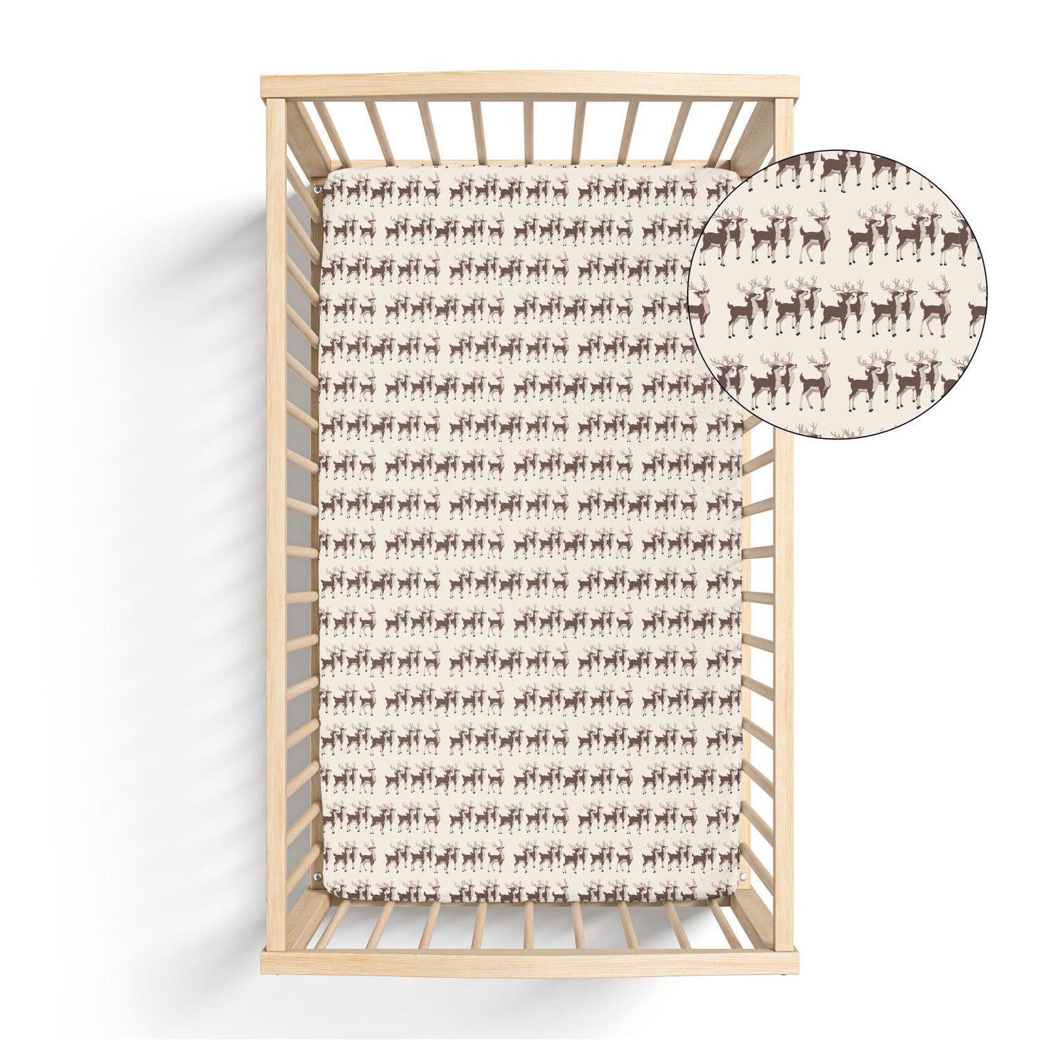 Print Grow-with-Me Crib to Twin Fitted Sheet in Natural Rudolph