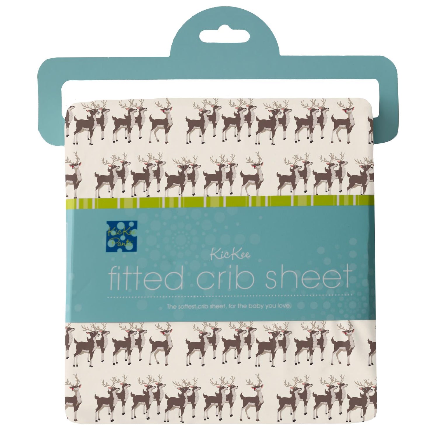 Print Grow-with-Me Crib to Twin Fitted Sheet in Natural Rudolph