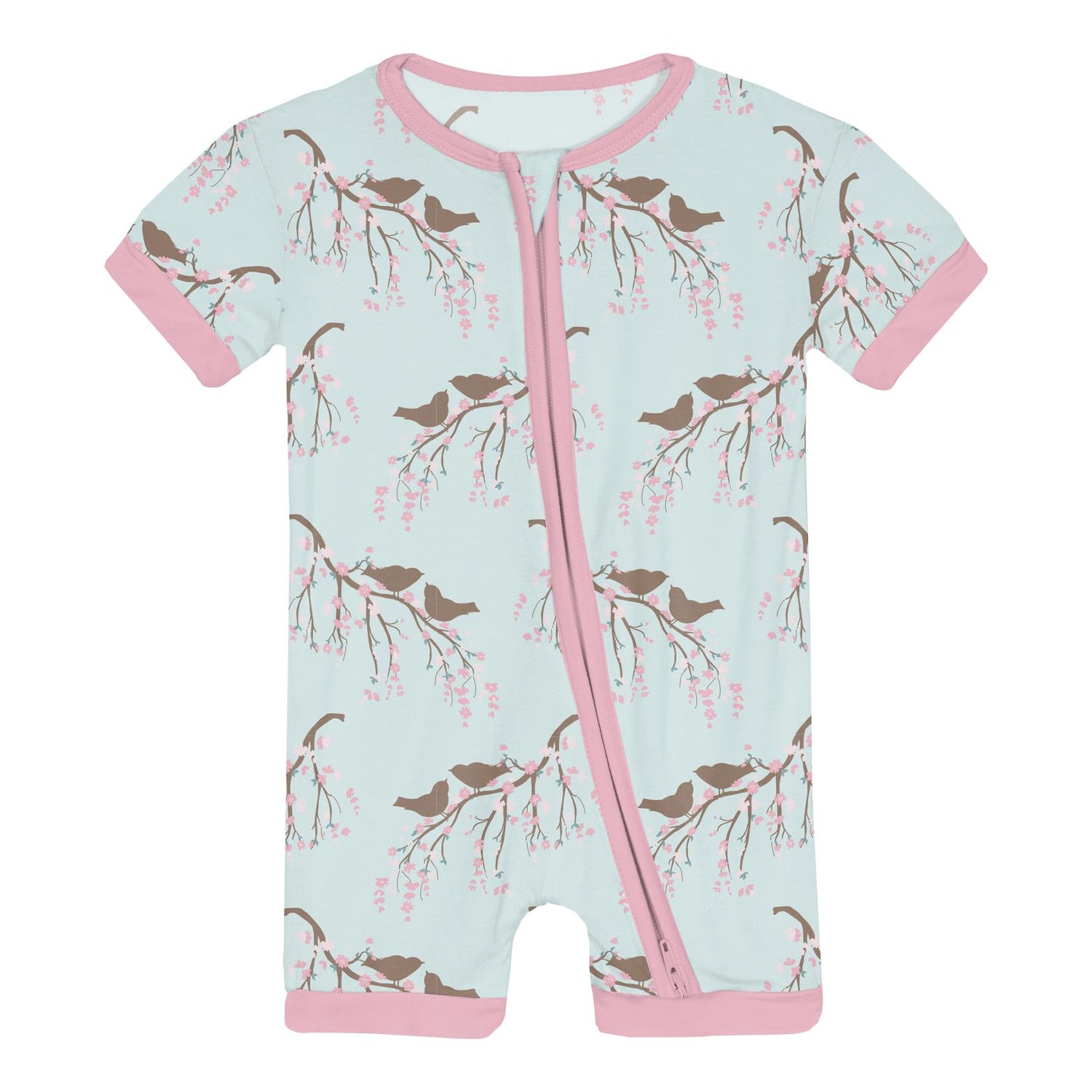 Print Shorty Sleeper with Zipper in Fresh Air Bird Branch