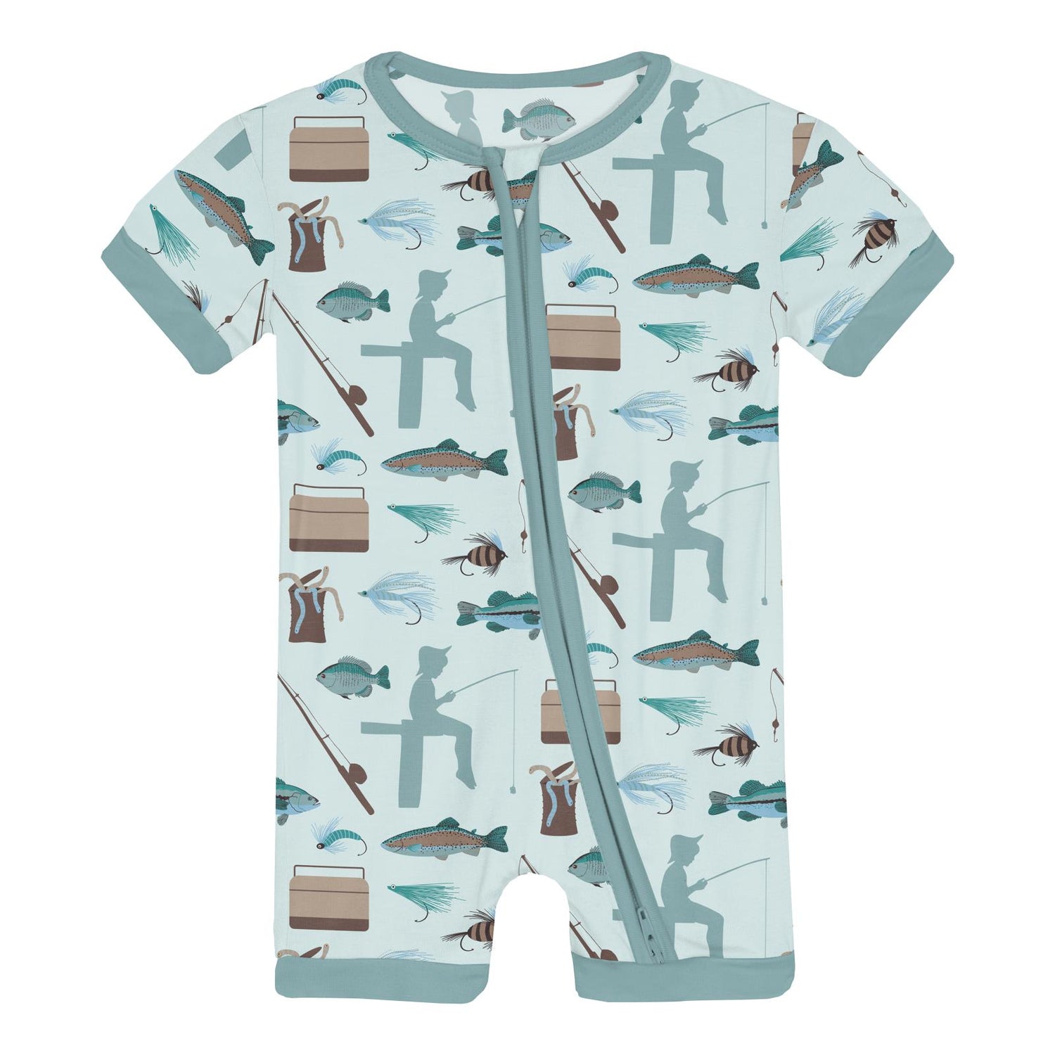 Print Shorty Sleeper with Zipper in Fresh Air Fishing