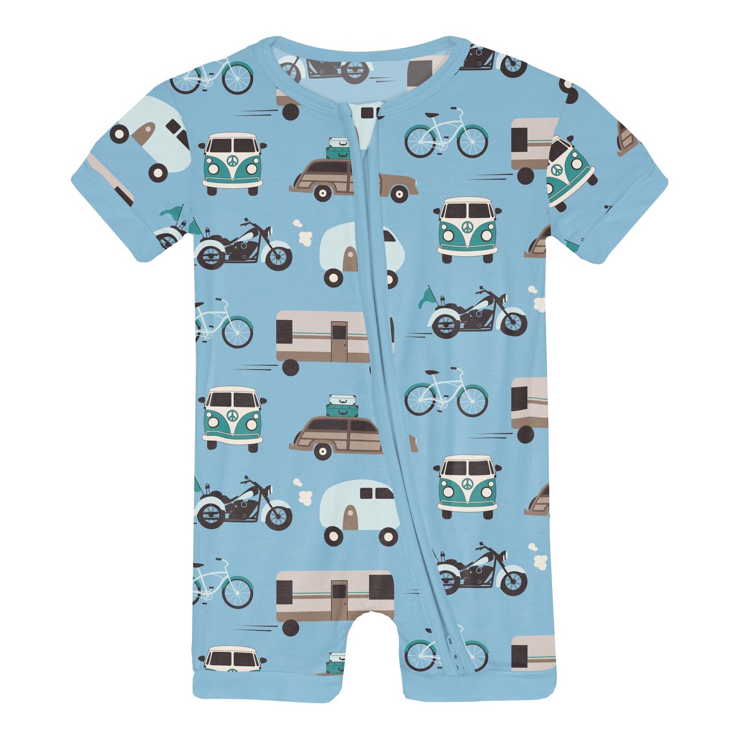 Print Shorty Sleeper with Zipper in Seaside Blue On the Way (318296)