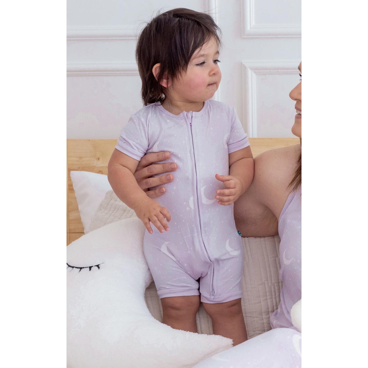 Print Shorty Sleeper with Zipper in Thistle Starry Sky & Moon (318291)