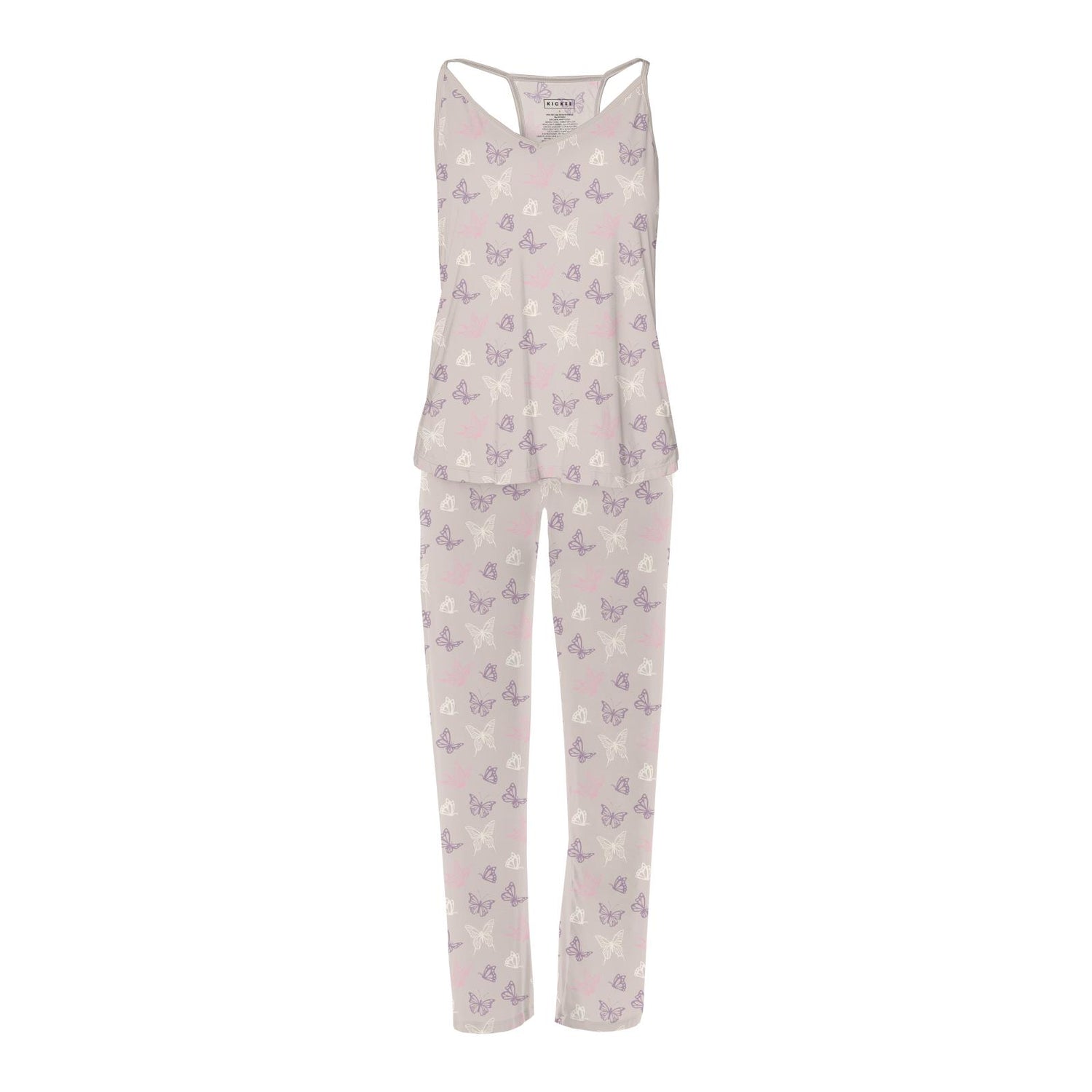 Women's Print Swing Tank & Pajama Pants Set in Latte Butterflies (318326)