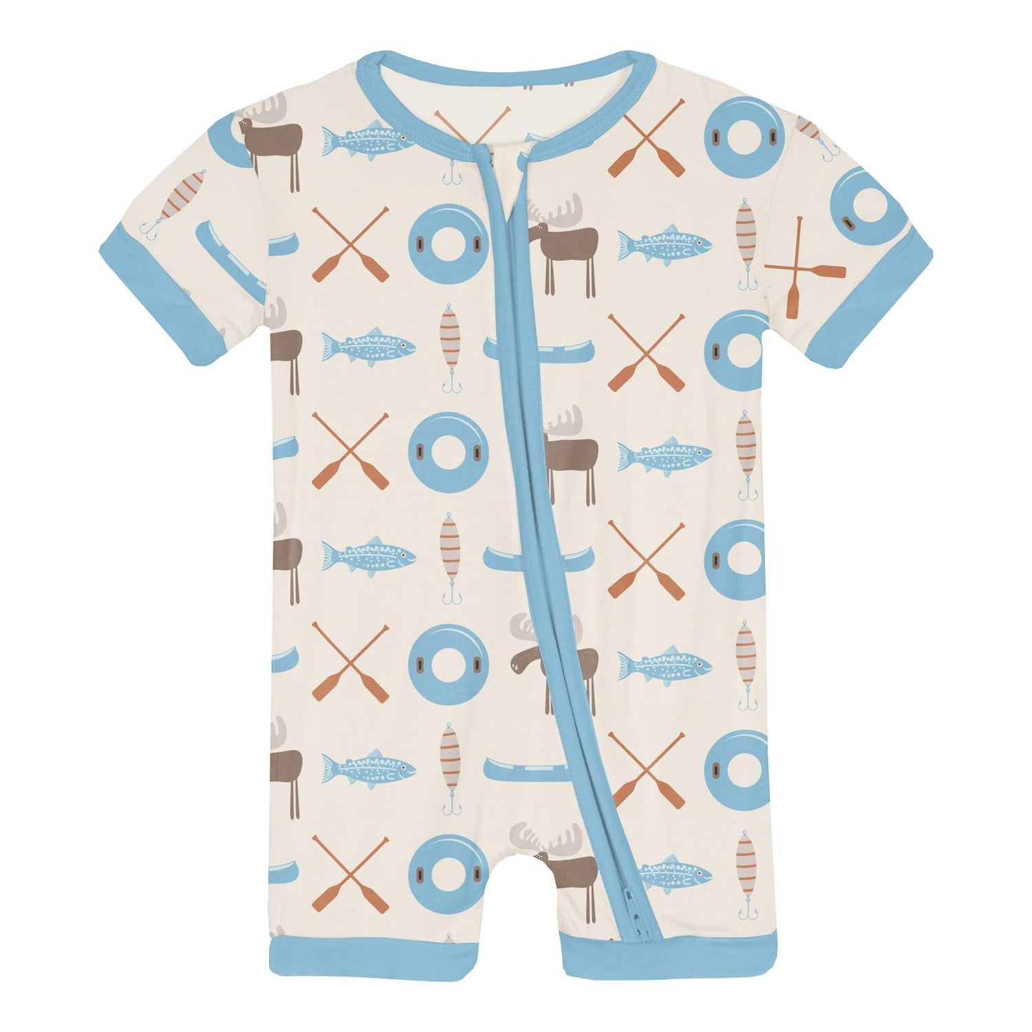 Print Shorty Sleeper with Zipper in Natural Lake Life (318334)