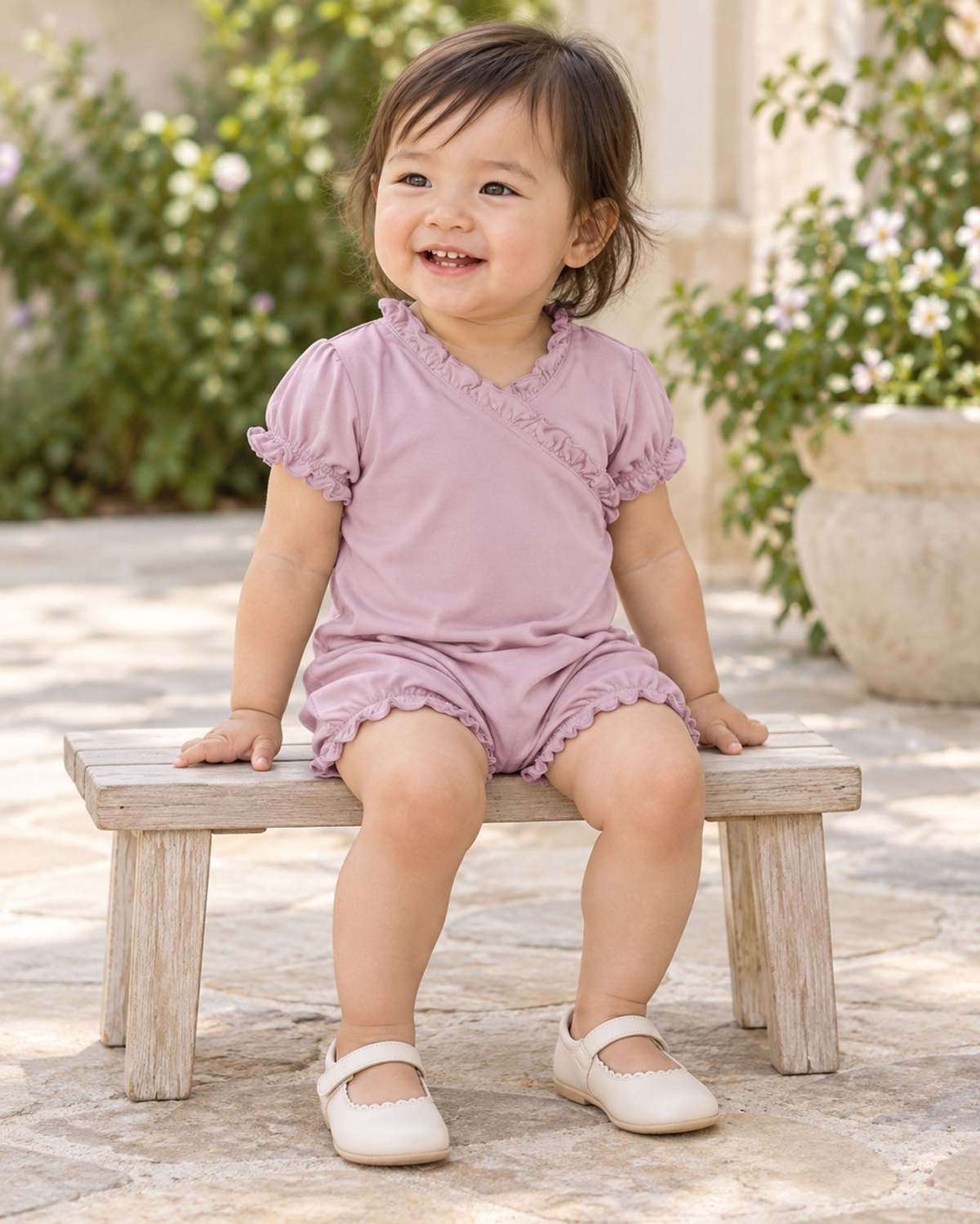KICKEE Sweet Romper, Sweet Pea
