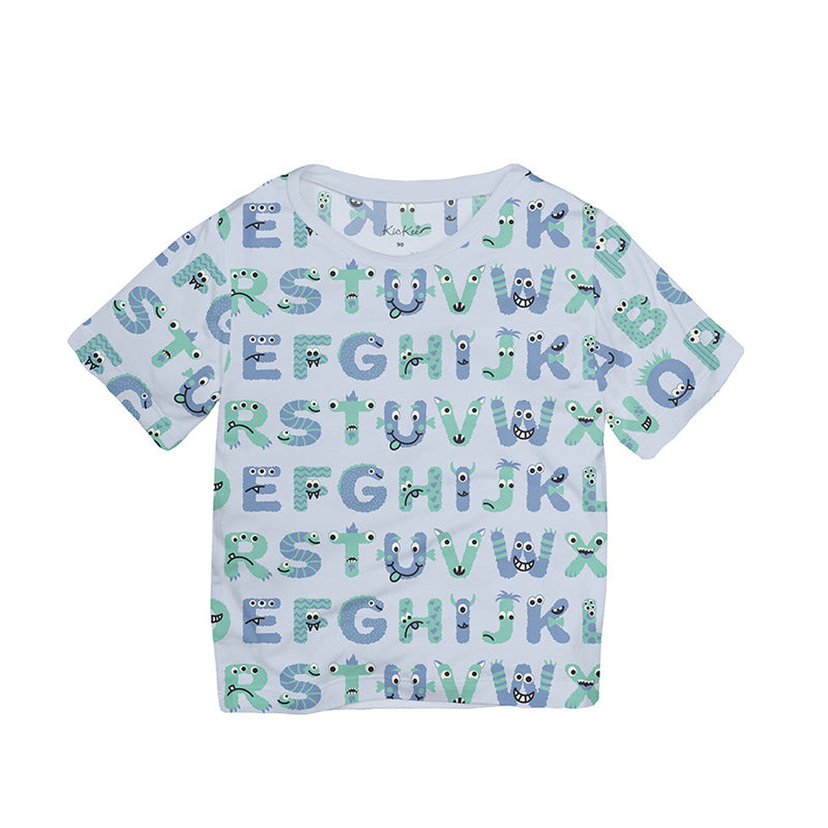 Dew ABC Monsters アルファベット柄のキッズ半袖クルーネックTシャツ 正面