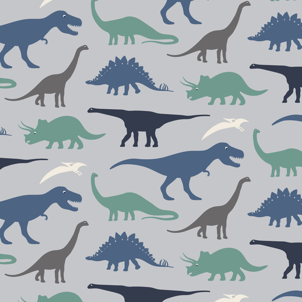 Dove Dino Museum print-only swatch, exact artwork crop without palette labels or margins.