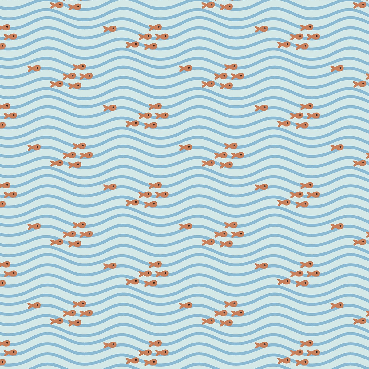 Fresh Air Little Fishy print-only swatch, exact artwork crop without palette labels or margins.