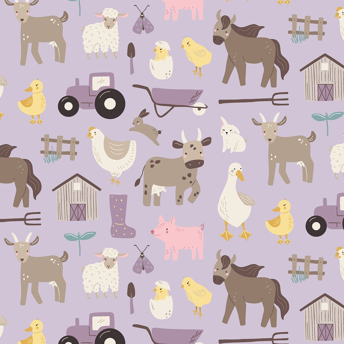 Thistle Morning on the Farm print-only swatch, exact artwork crop without palette labels or margins.