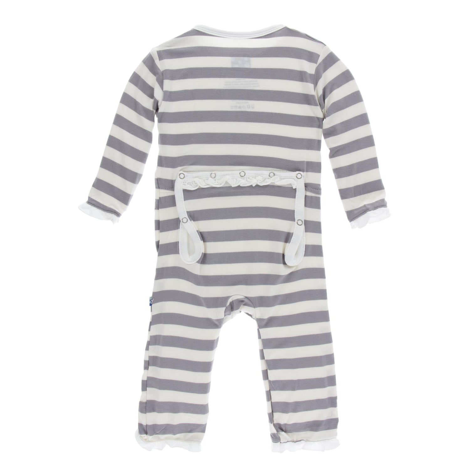 Print Classic Ruffle Coverall with Zipper in Feather Contrast Stripe
