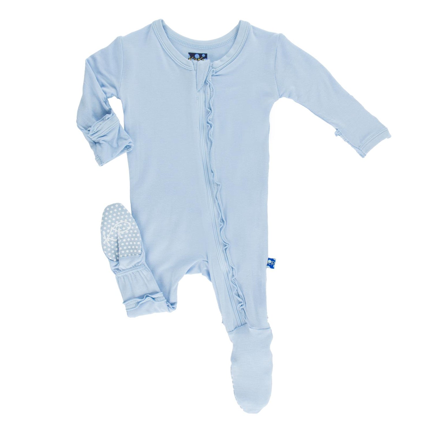 Muffin Ruffle Footie with Zipper in Pond