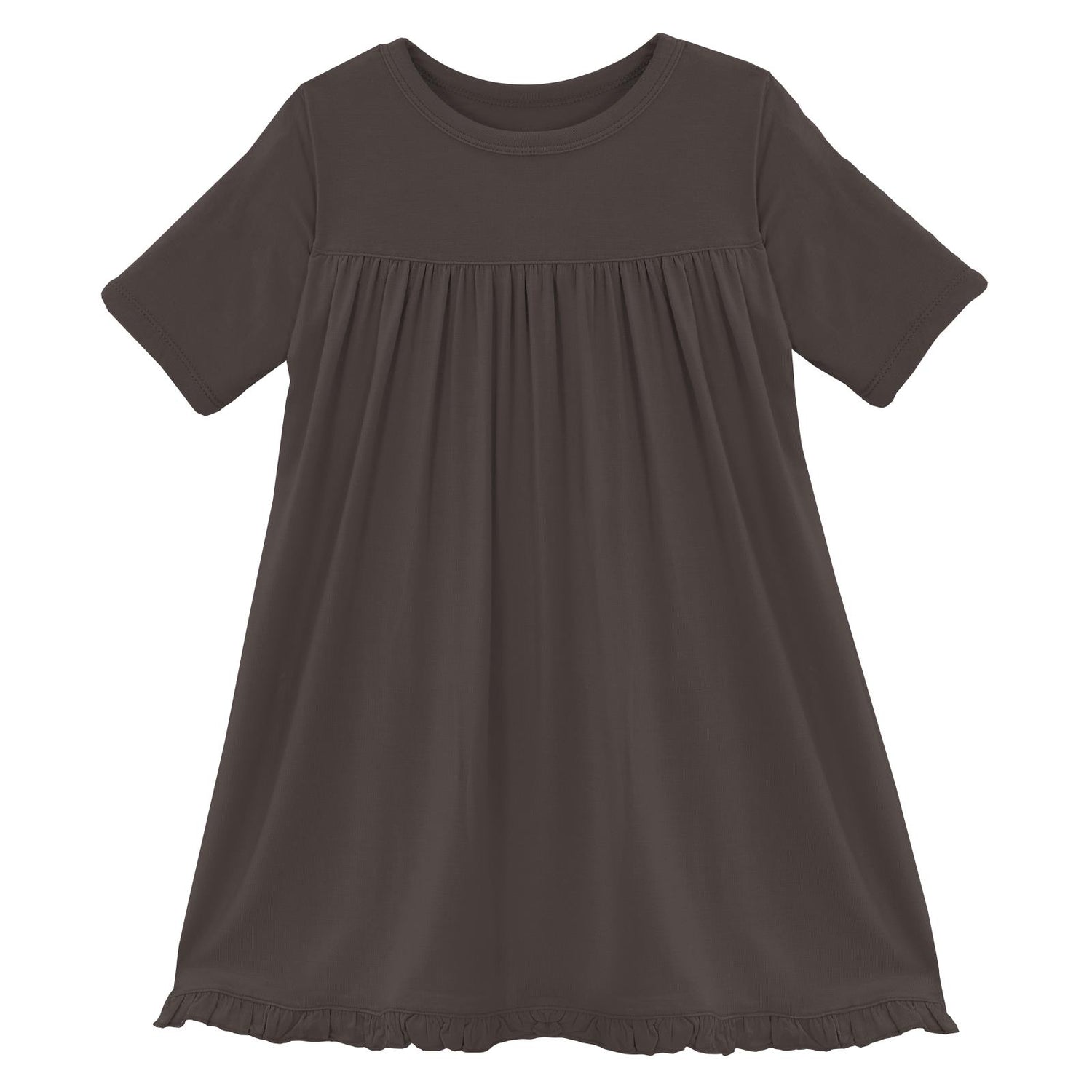 Classic Short Sleeve Swing Dress in Bark