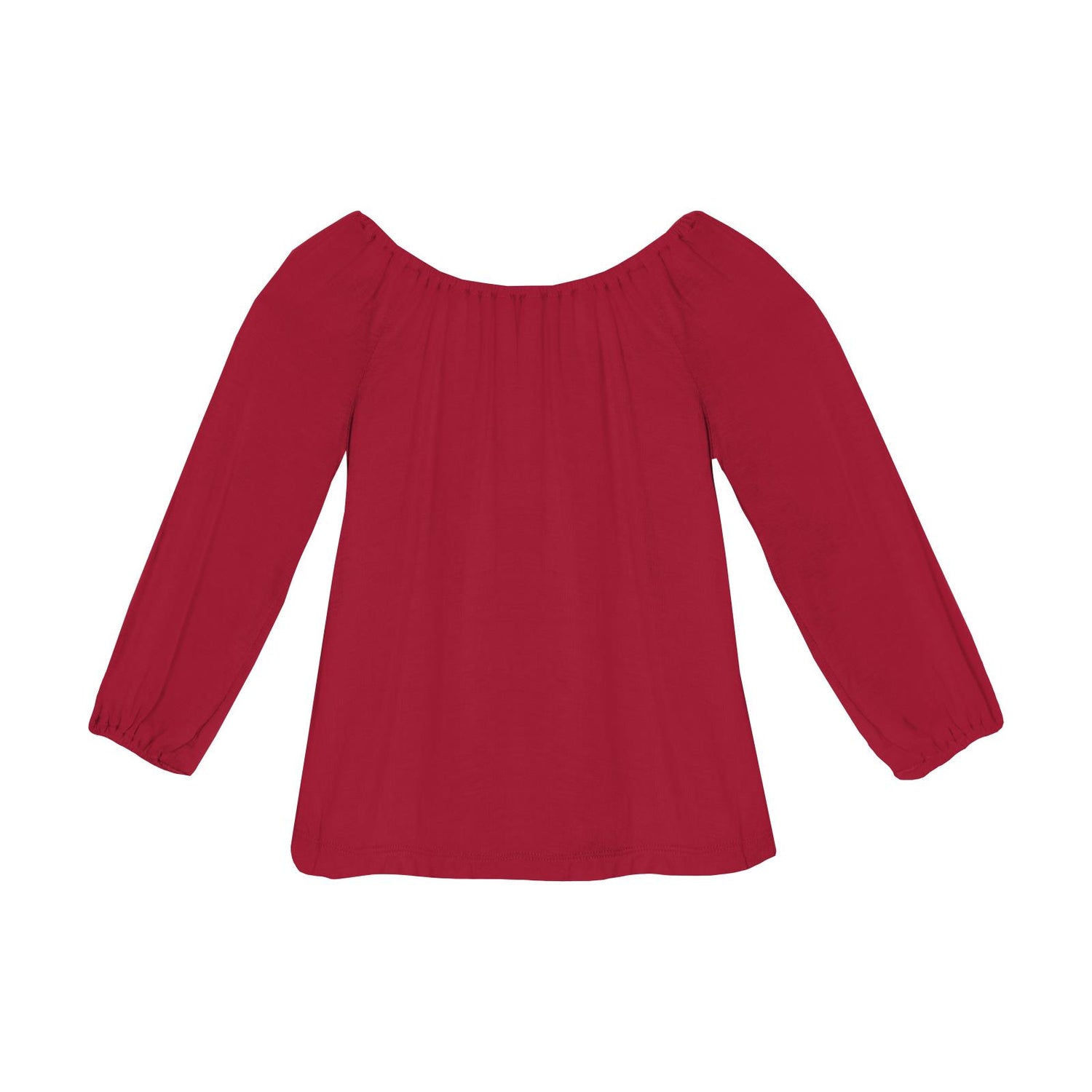 Long Sleeve Peasant Top in Crimson