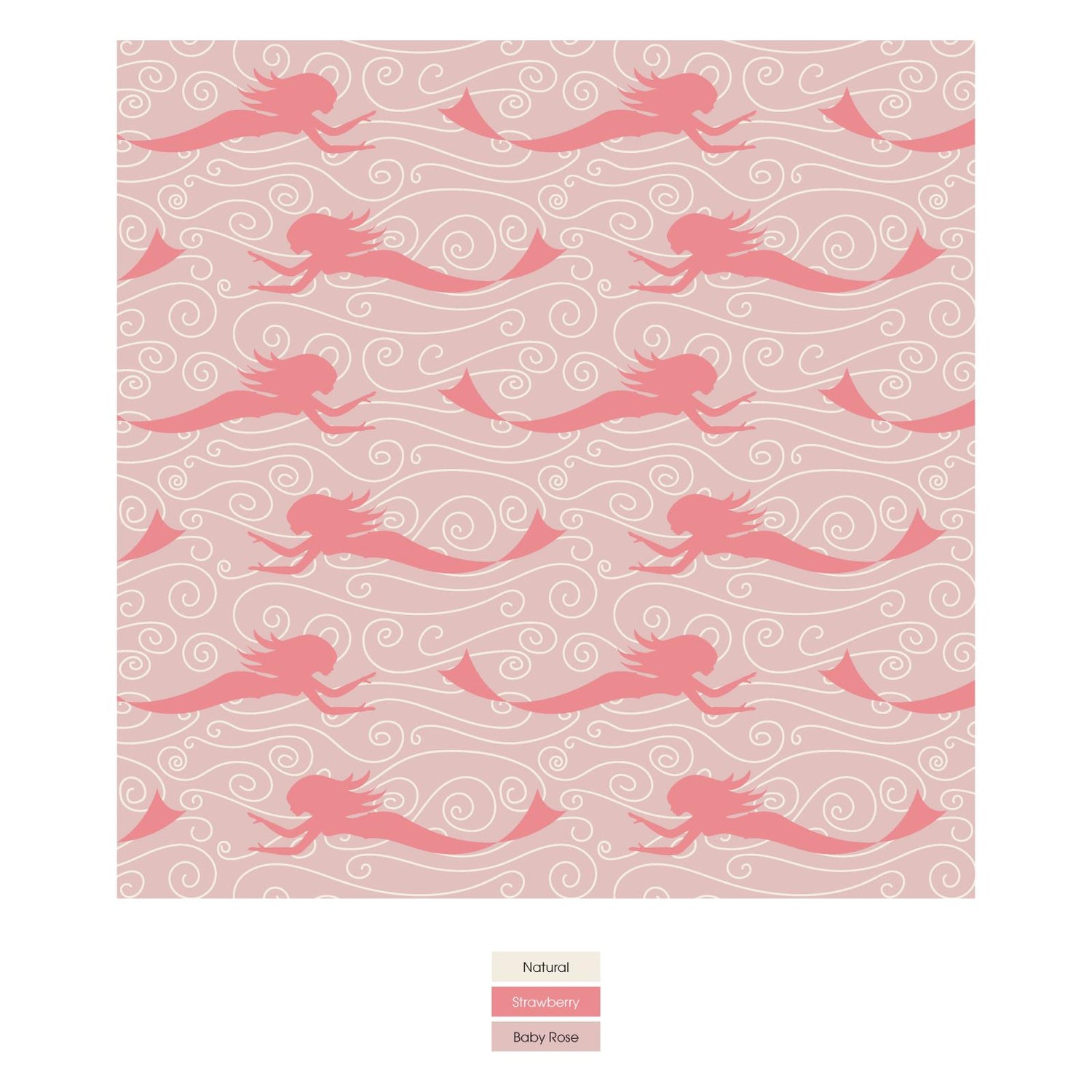 Women's Print Long Sleeve Loosey Goosey Tee & Pajama Pants Set in Baby Rose Mermaid