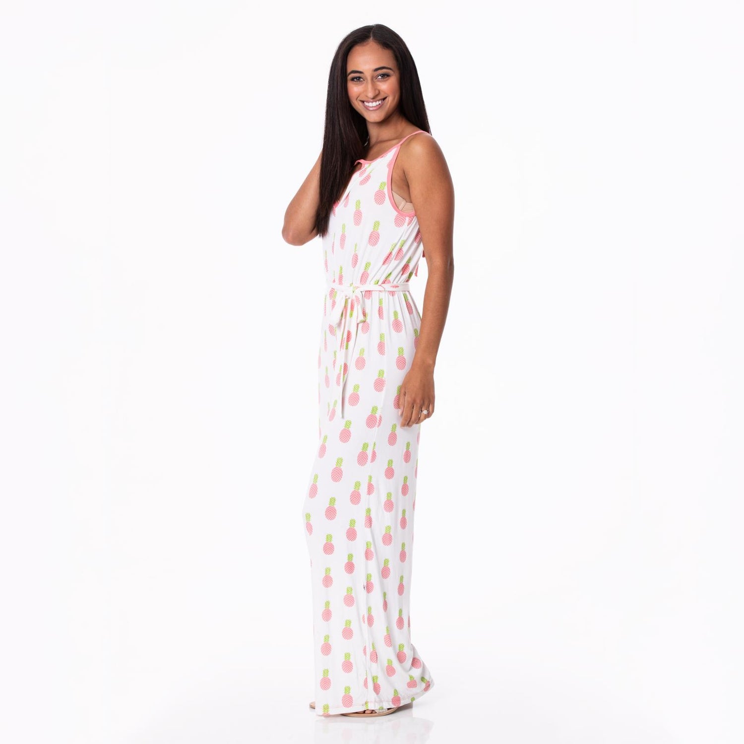 Women's Print Breezy Keyhole Jumpsuit in Strawberry Pineapples