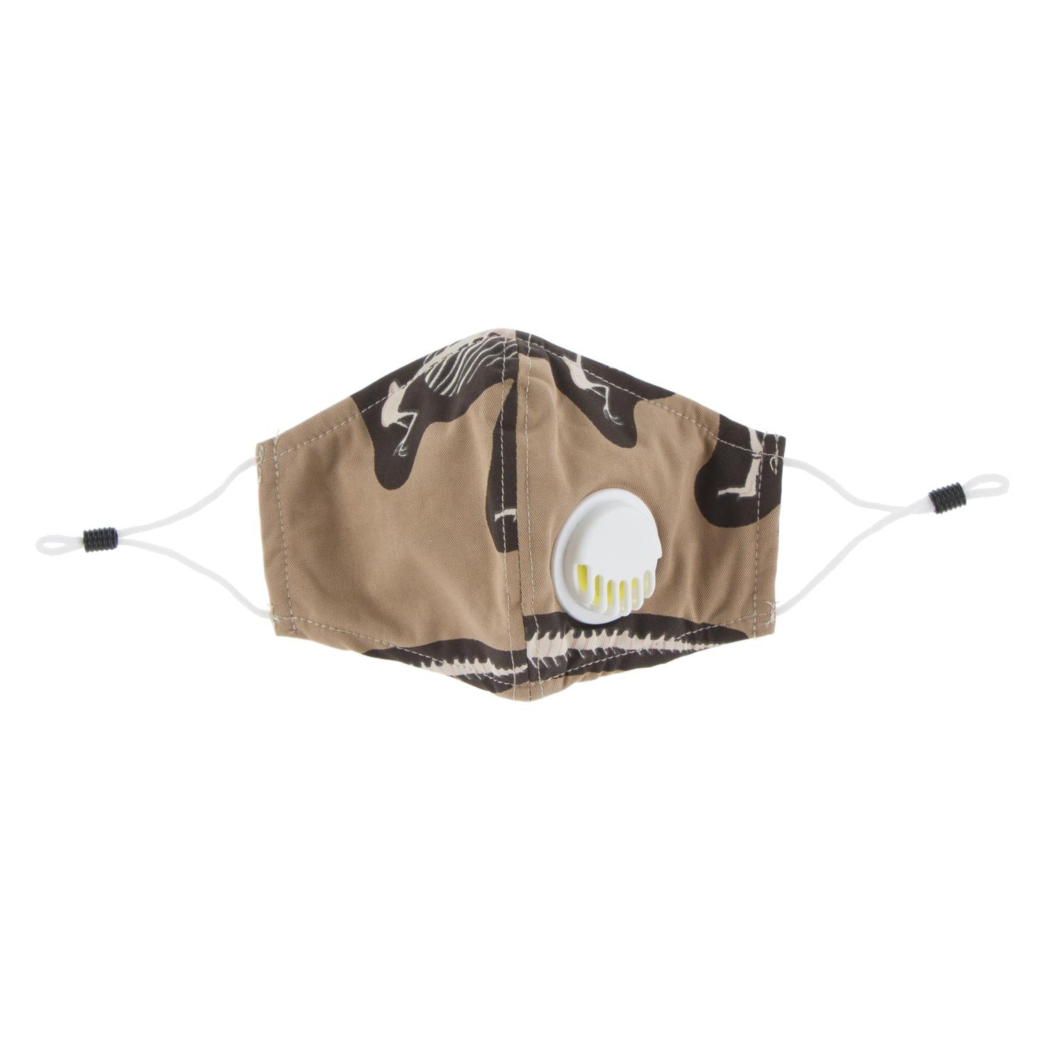 Print Waterproof Mask with Covered Vent and Filter for Kids in Tannin T-Rex Dig