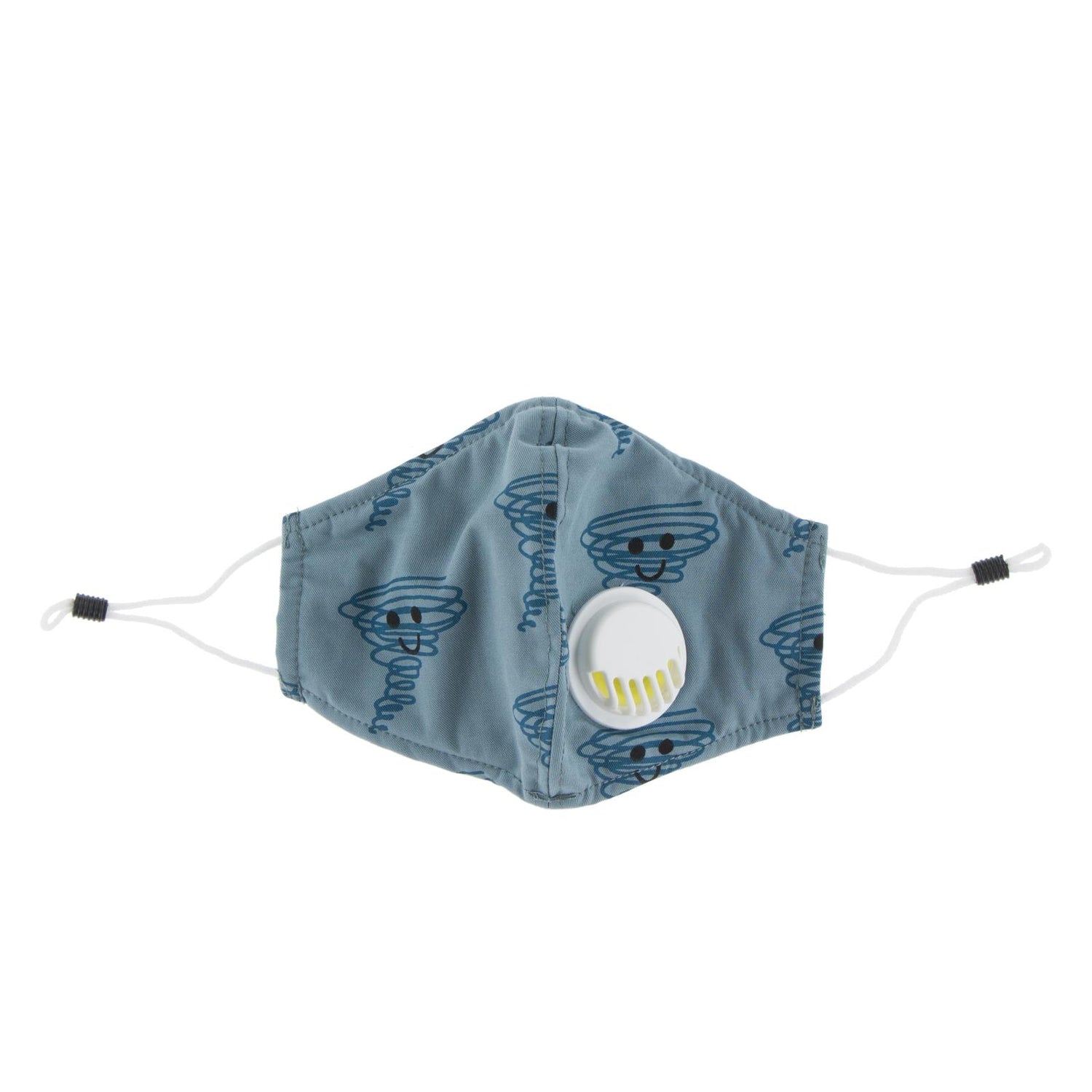 Print Waterproof Mask with Covered Vent and Filter for Kids in Dusty Sky Happy Tornado