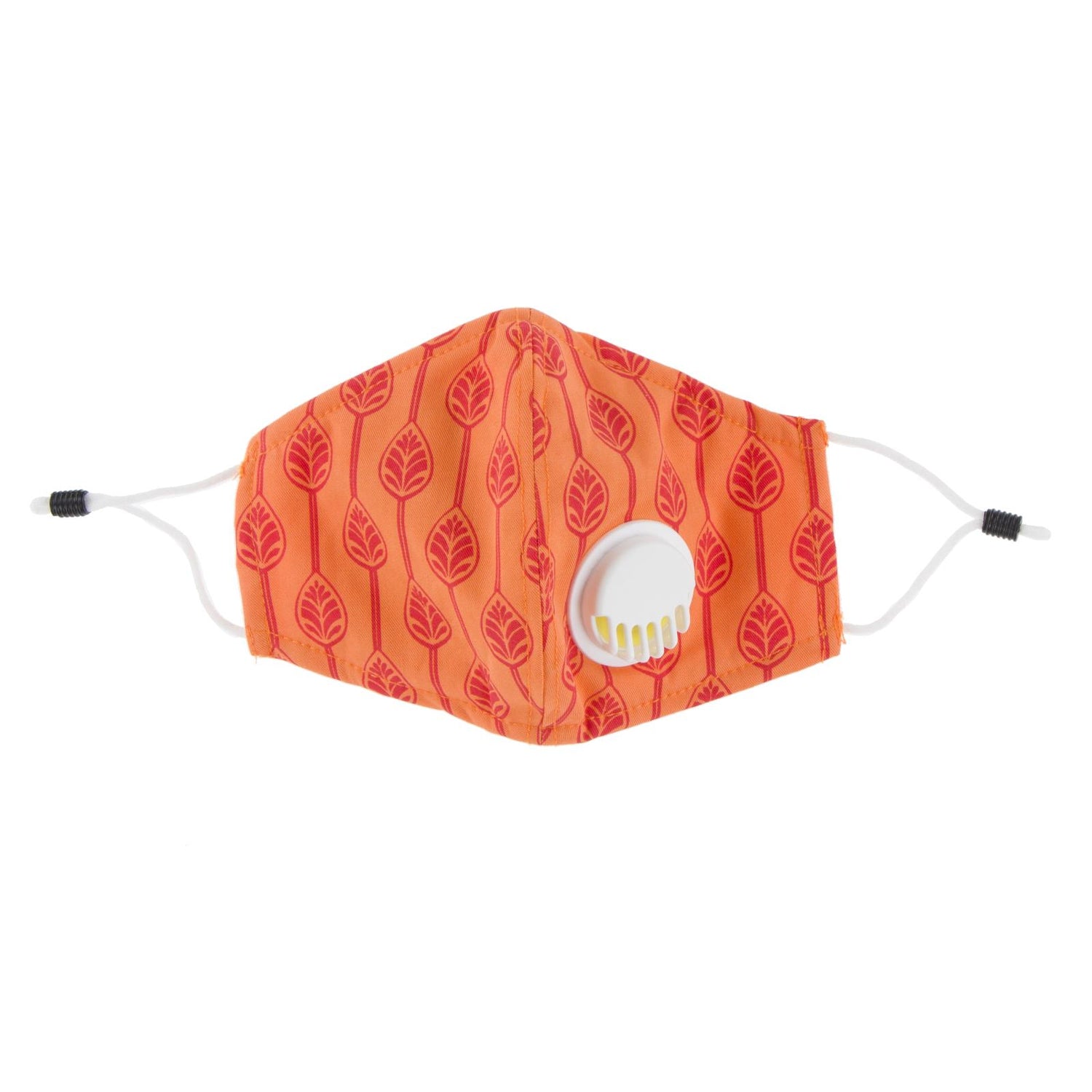 Print Waterproof Mask with Covered Vent and Filter for Kids in Nectarine Leaf Lattice