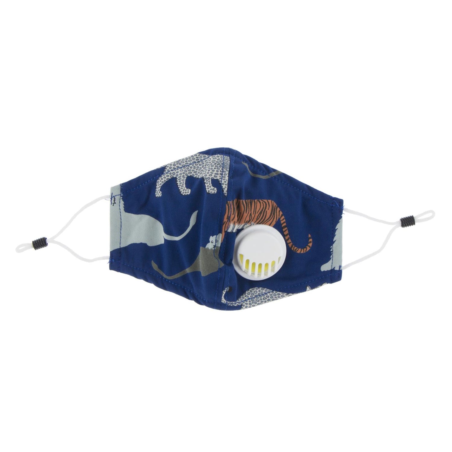 Print Waterproof Mask with Covered Vent and Filter for Kids in Flag Blue Big Cats