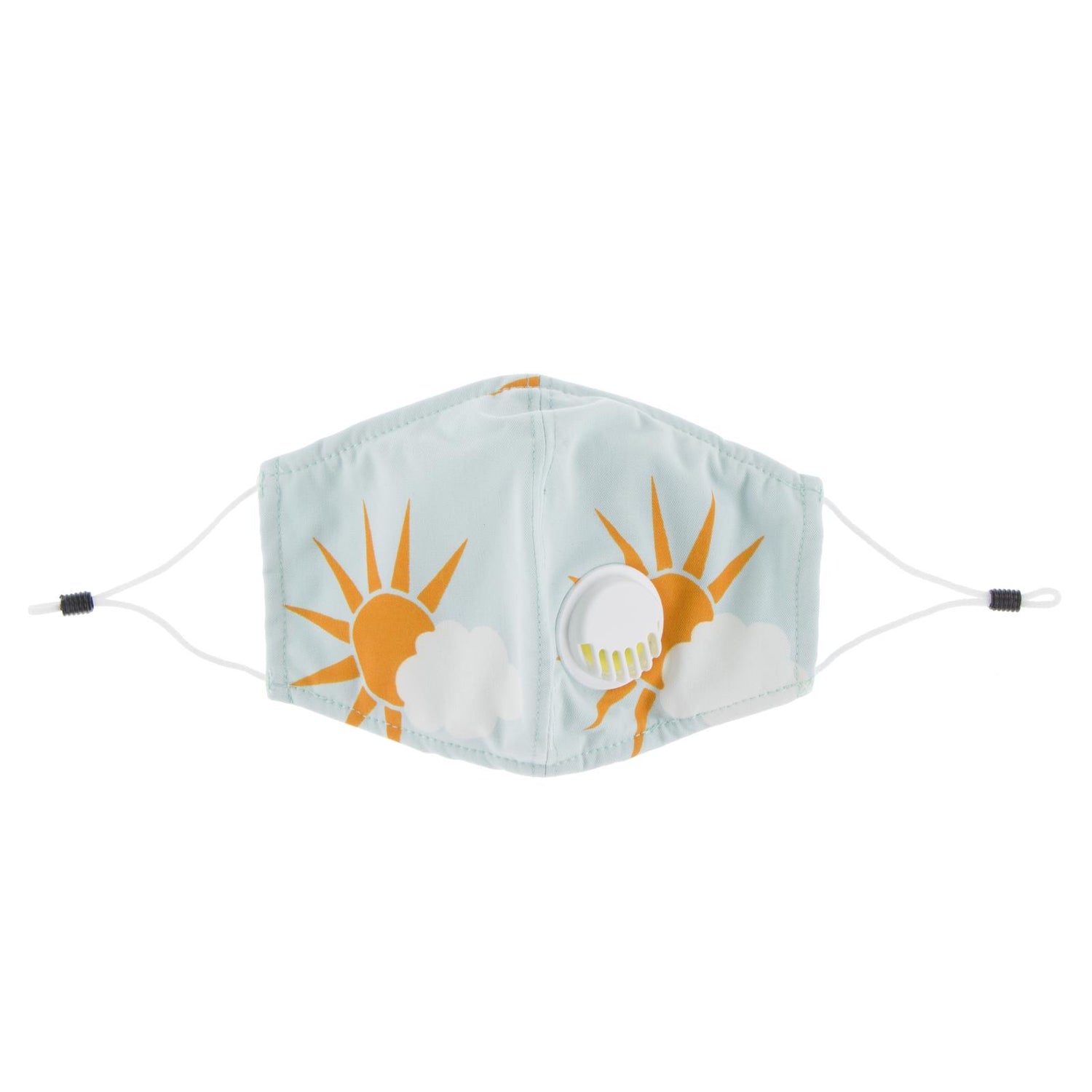 Print Waterproof Mask with Covered Vent and Filter for Kids in Spring Sky Partial Sun
