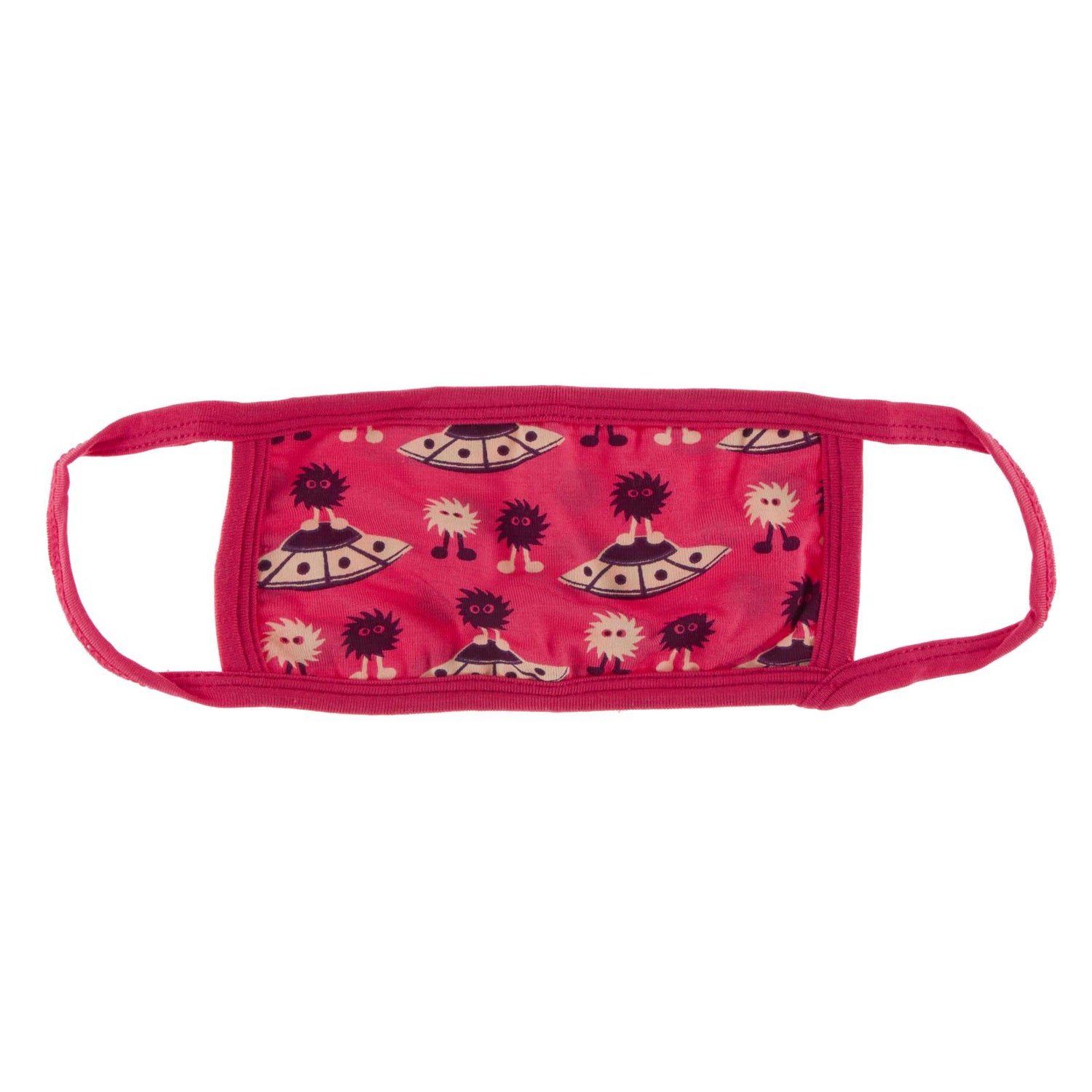 Print Child Mask in Red Ginger Aliens with Flying Saucers