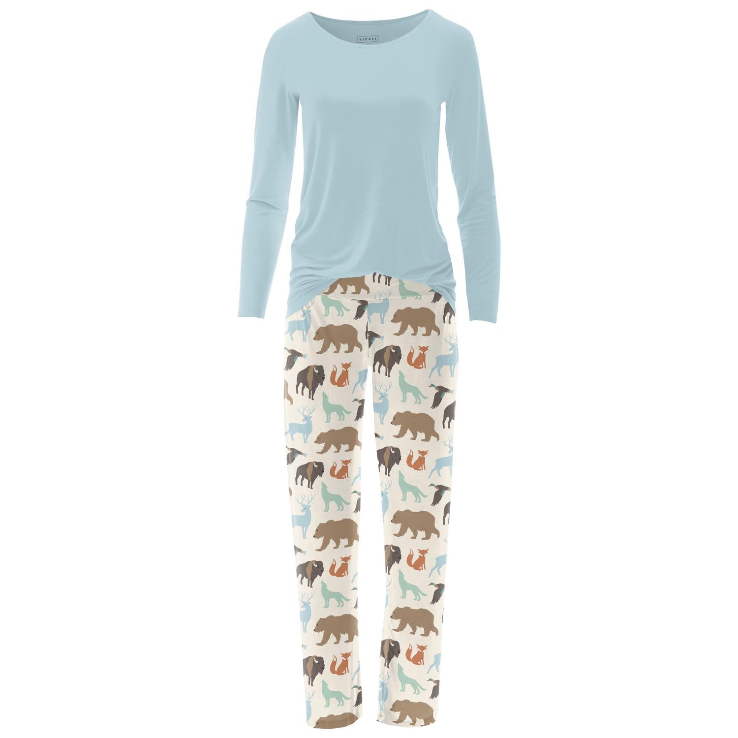 Women's Long Sleeve Loosey Goosey Tee & Pajama Pants Set in National Wildlife Federation